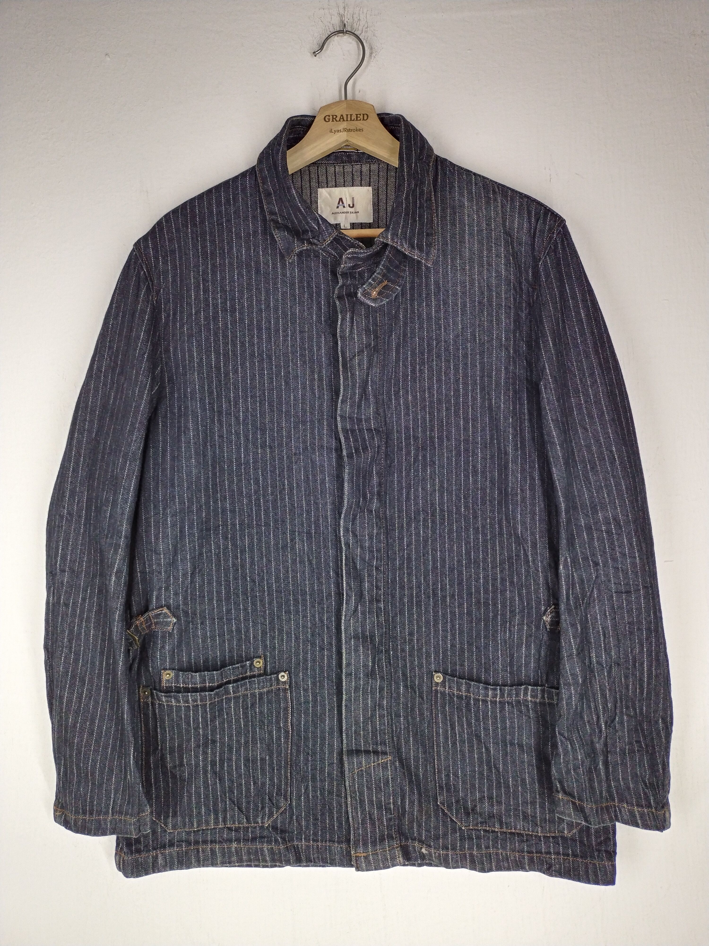 Alexander Julian Alexander Julian Hickory Stripe Indigo Jacket Size US L / EU 52-54 / 3 - 4 Thumbnail