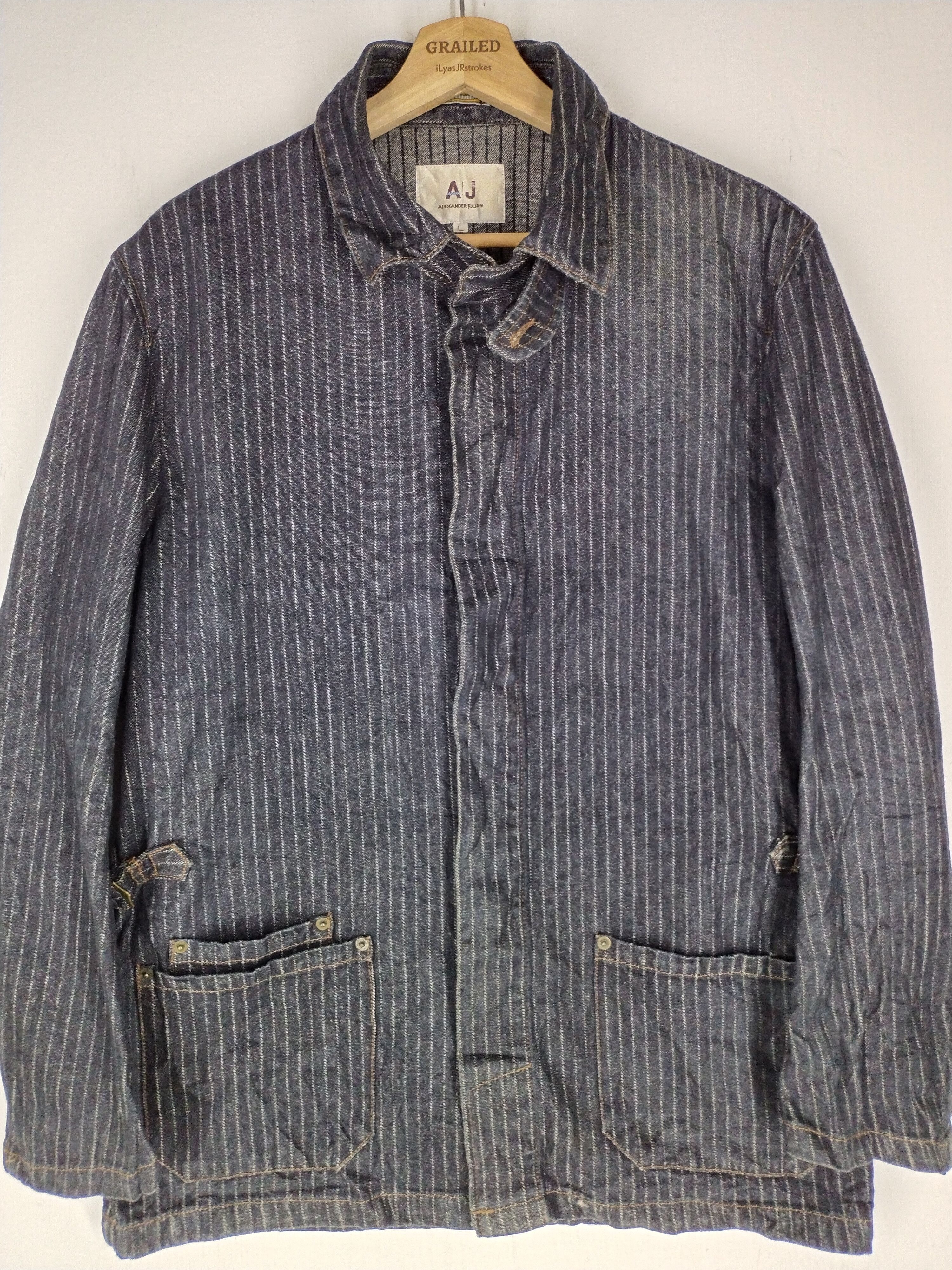 Alexander Julian Alexander Julian Hickory Stripe Indigo Jacket Size US L / EU 52-54 / 3 - 1 Thumbnail