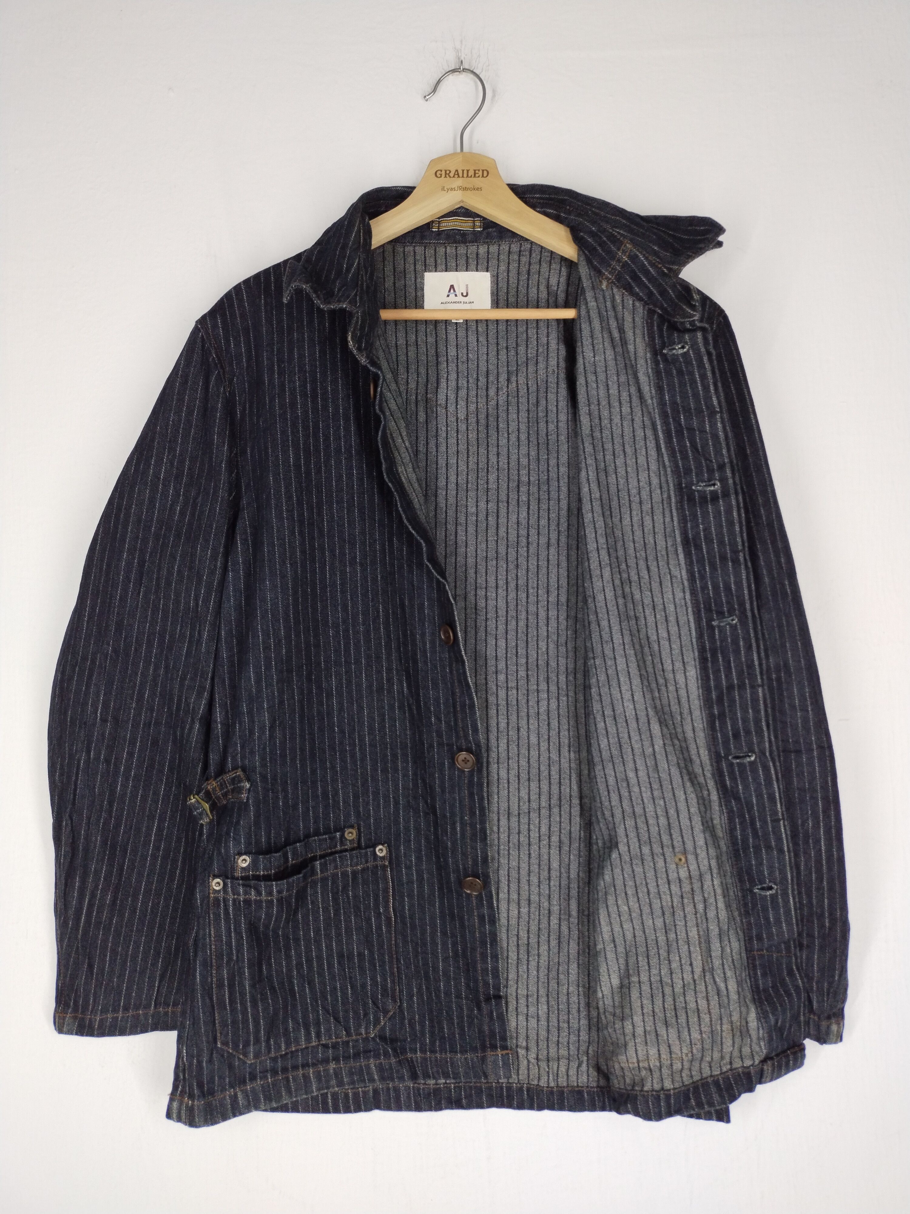 Alexander Julian Alexander Julian Hickory Stripe Indigo Jacket Size US L / EU 52-54 / 3 - 5 Thumbnail