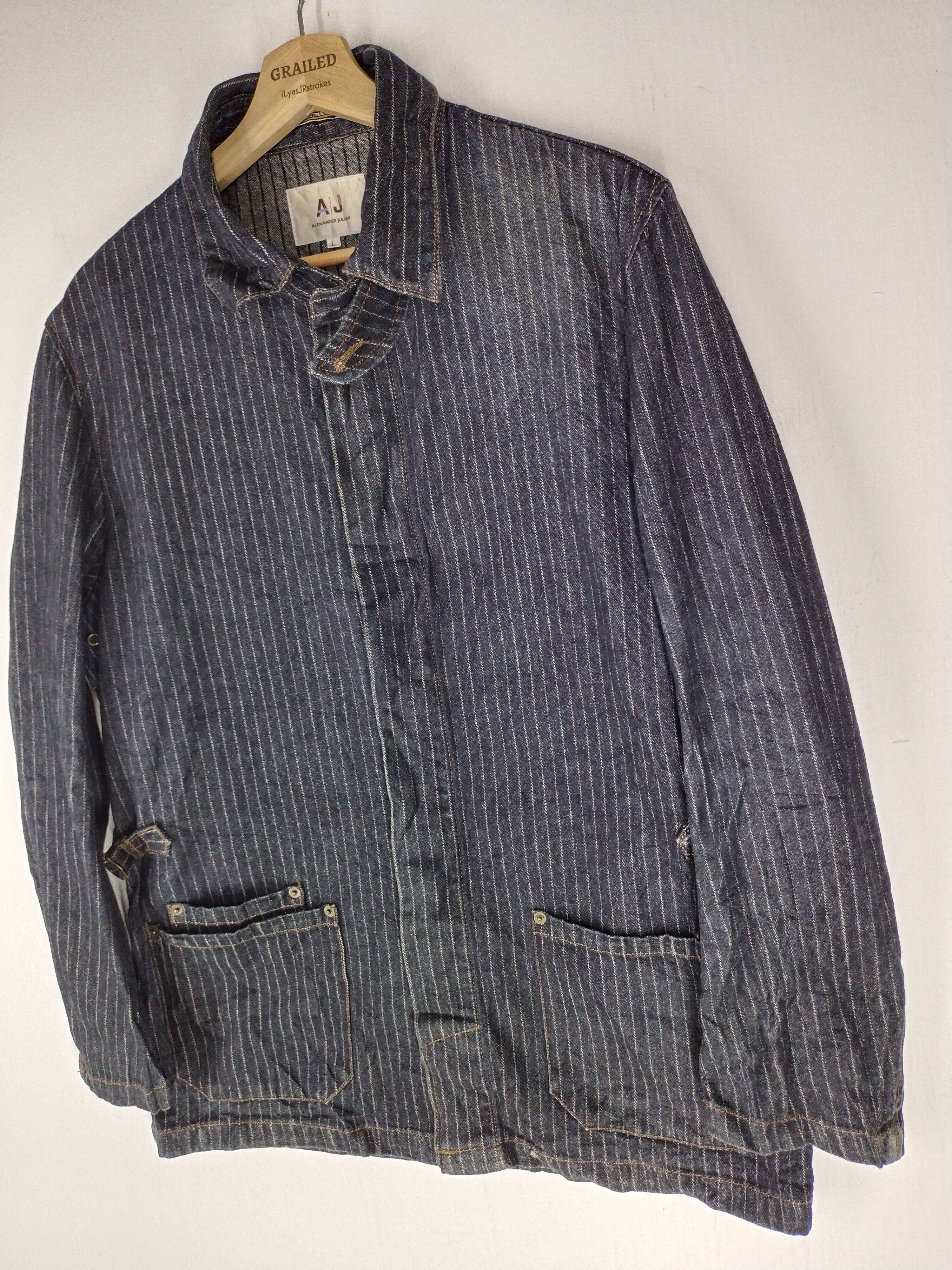 Alexander Julian Alexander Julian Hickory Stripe Indigo Jacket Size US L / EU 52-54 / 3 - 2 Thumbnail