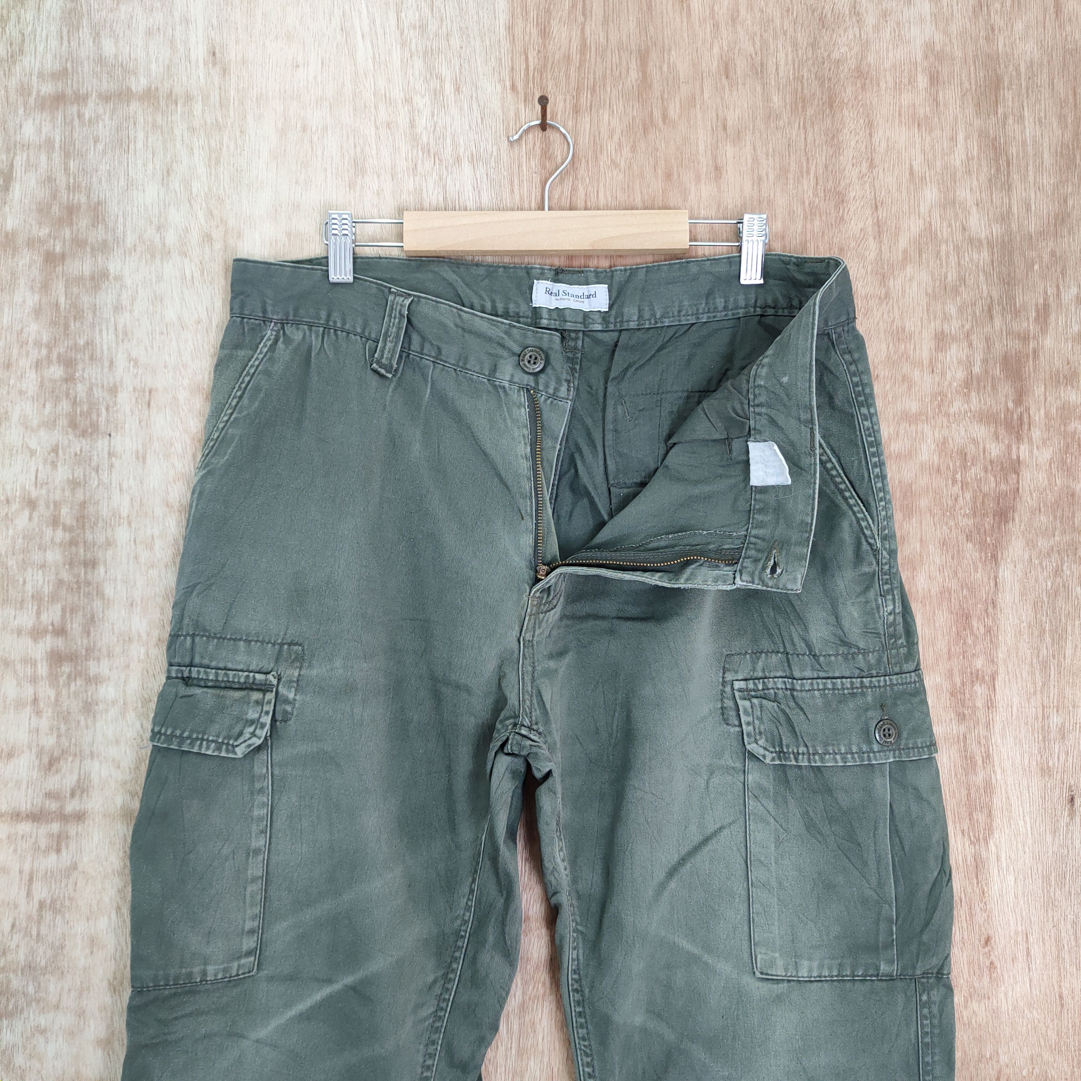 Japanese Brand VINTAGE REAL STANDARD FADED CARGO PANTS Size US 36 / EU 52 - 4 Thumbnail