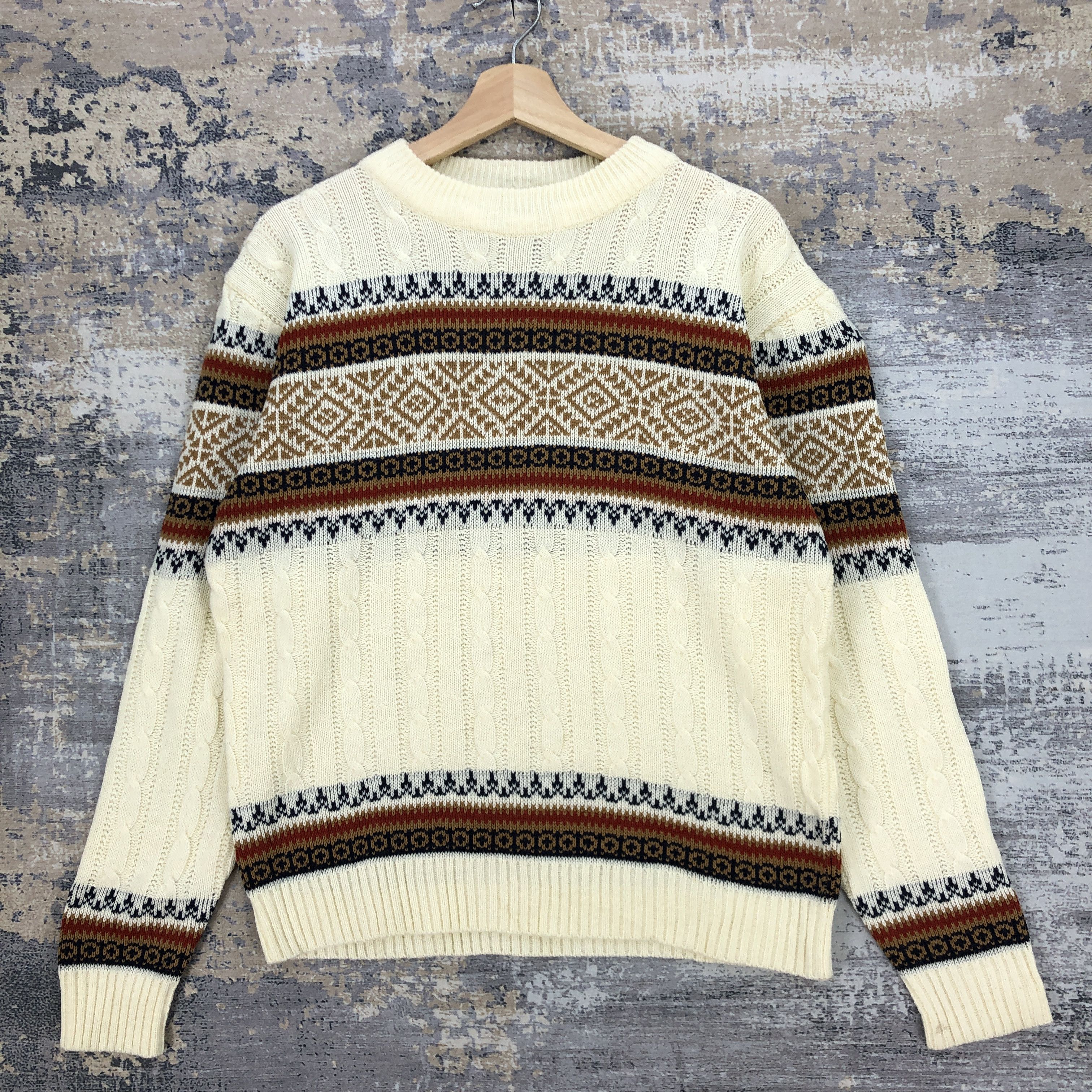 Aran Isles Knitwear × Japanese Brand × Vintage Japanese Knitwear Sweatshirt Aran Isles Knitted Sweater Size US M / EU 48-50 / 2 - 1 Thumbnail