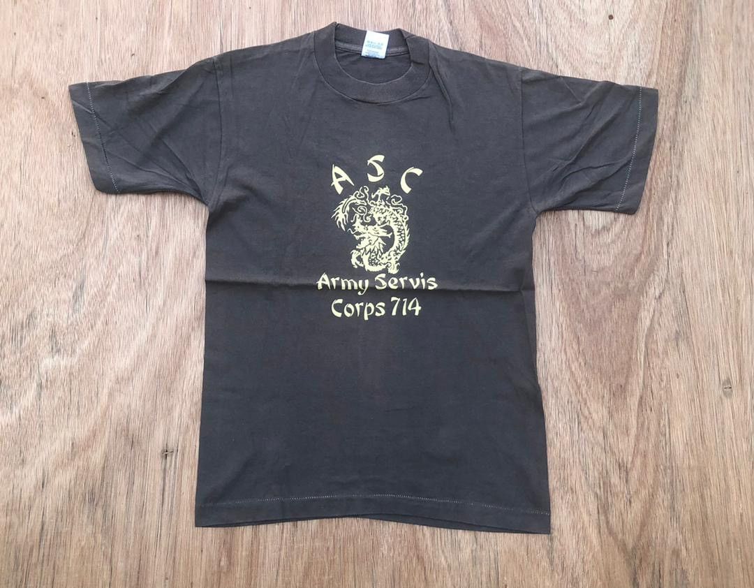 image of Fruit Of The Loom x Made In USA Vintage Tee Army Service Corps C1 in Black, Men's (Size Small)