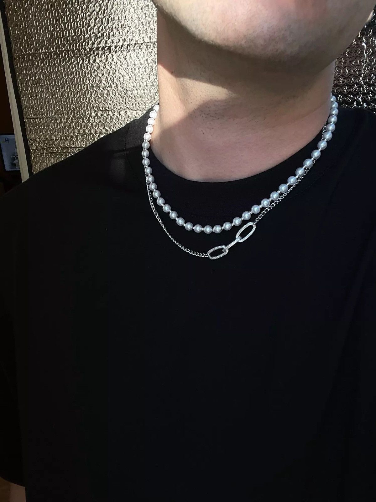 Jewelry Set Geometric Design Imitation Pearl Necklace Size ONE SIZE - 4 Thumbnail