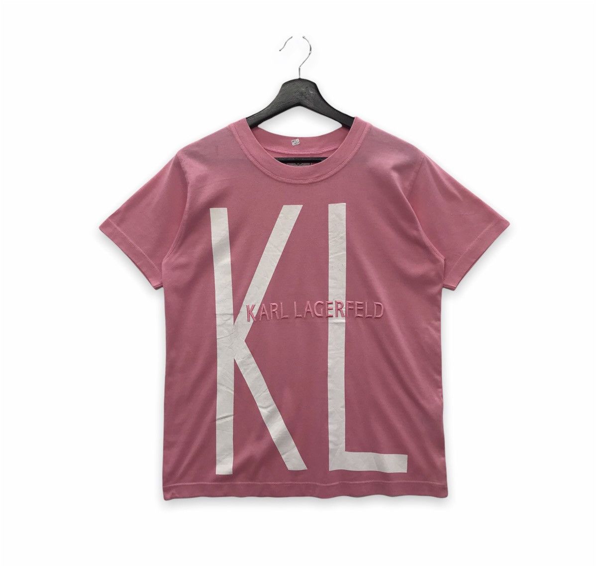 image of Karl Lagerfeld Karl Langerfeld Spellout Embroidery Tee in Pink, Men's (Size Medium)