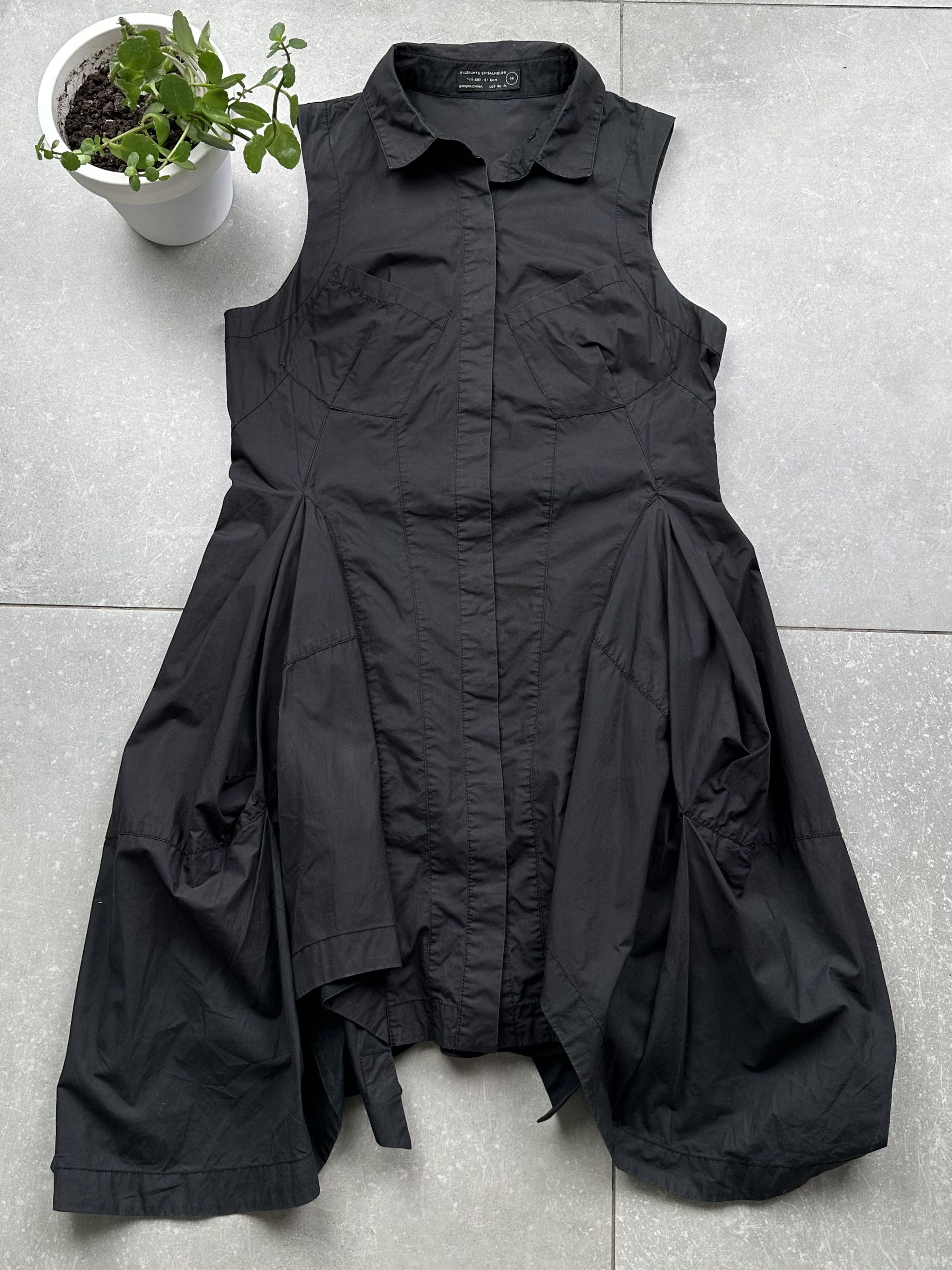 image of Allsaints Lush Midi Dress in Black, Women's (Size Medium)