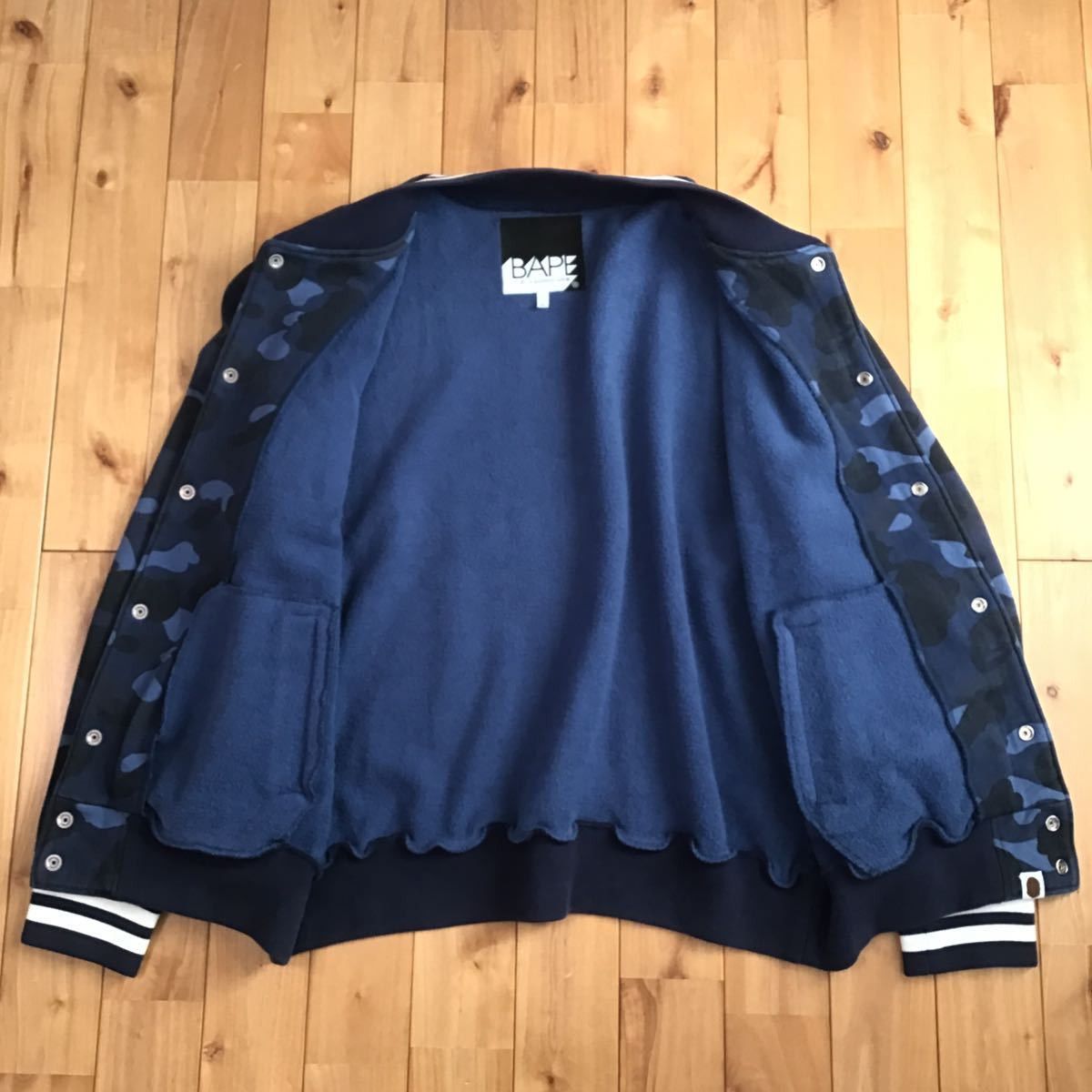 Bape BAPE Blue camo sweat varsity jacket a bathing ape bomber Size US L / EU 52-54 / 3 - 4 Thumbnail