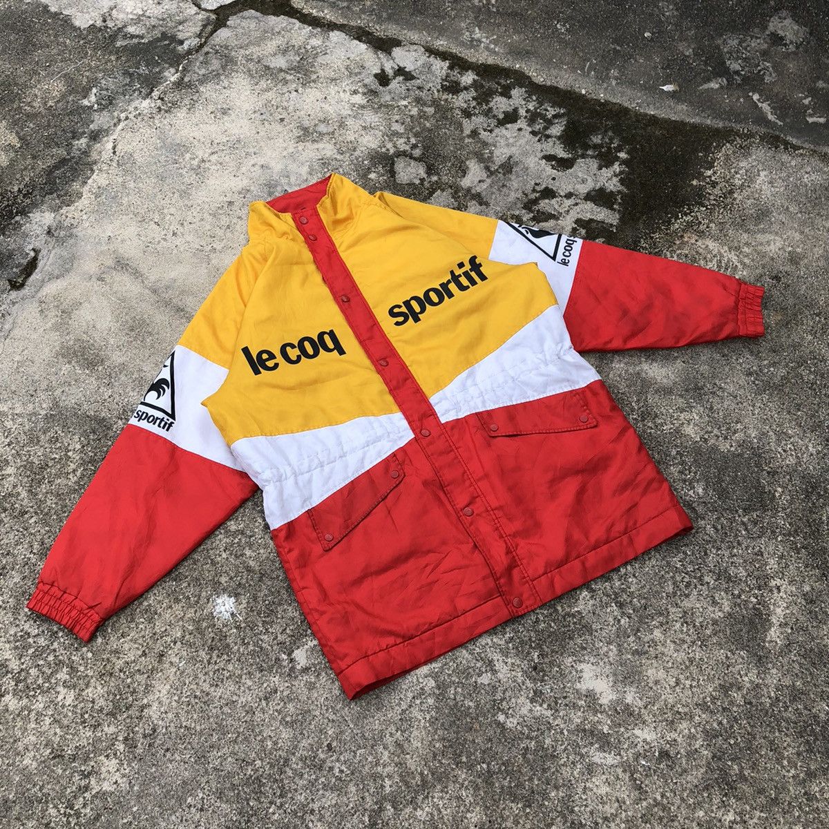 Le Coq Sportif × Vintage Le Coq Sportif Tricolour Big Logo France Long Light Jacket Size US XL / EU 56 / 4 - 3 Thumbnail