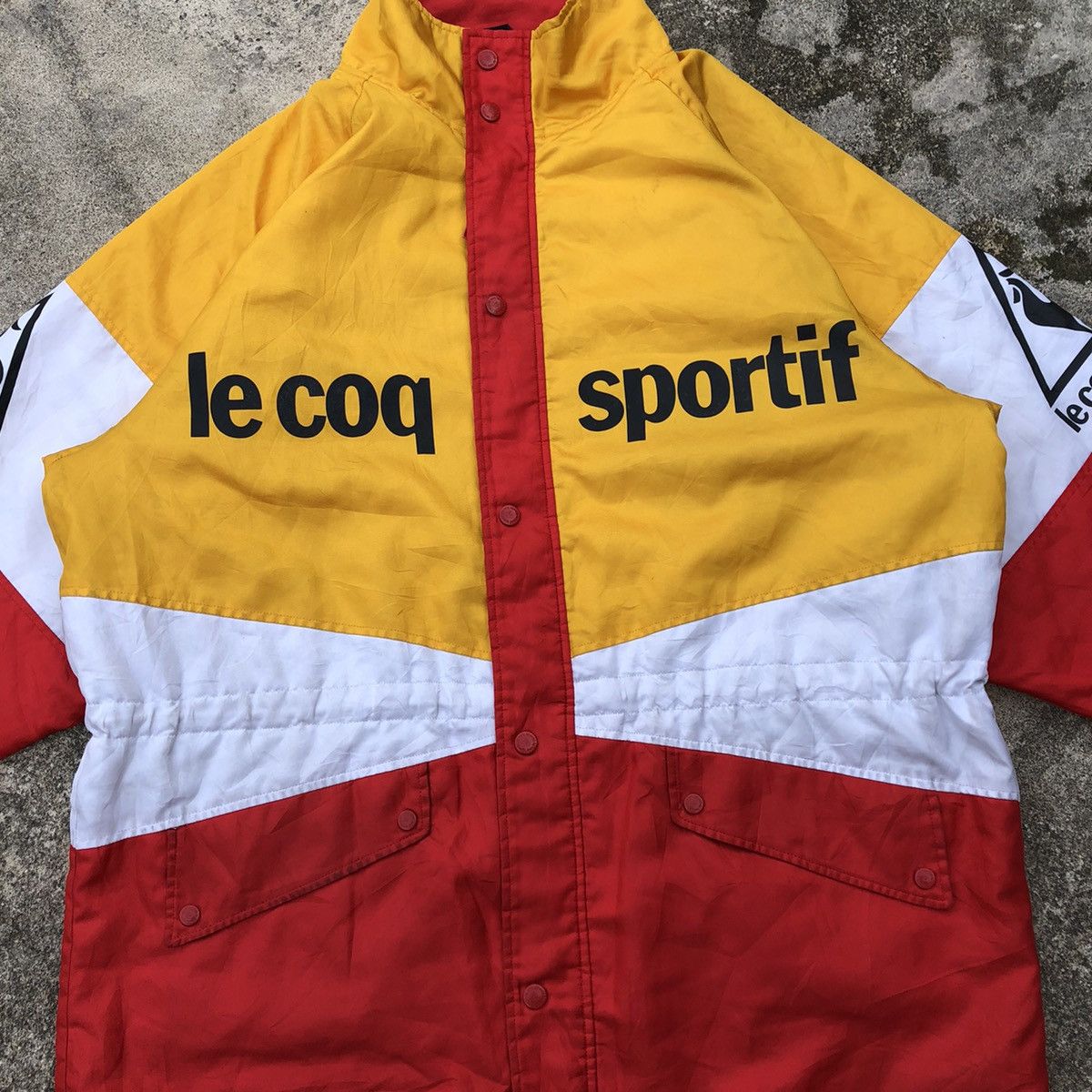 Le Coq Sportif × Vintage Le Coq Sportif Tricolour Big Logo France Long Light Jacket Size US XL / EU 56 / 4 - 5 Thumbnail
