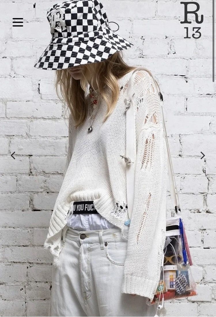 R13 Cotton shredded Sweater. Medium Size M / US 6-8 / IT 42-44 - 1 Thumbnail