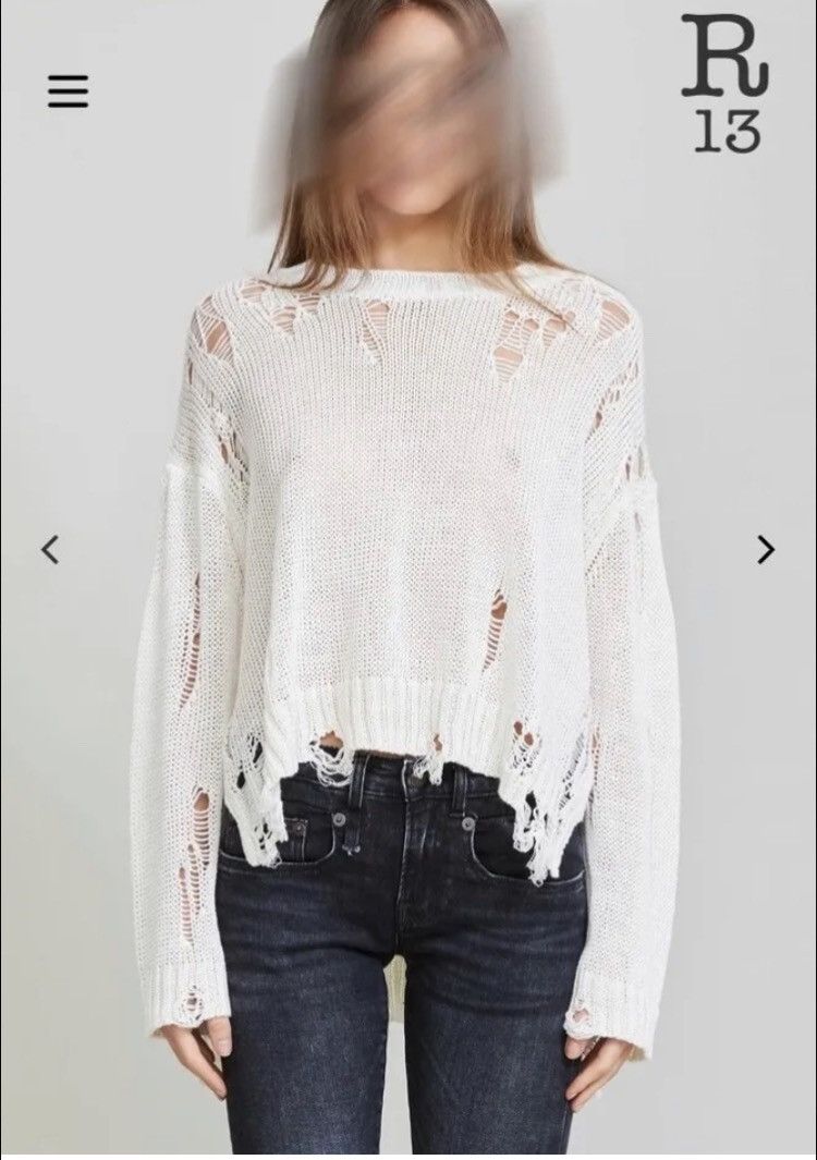 R13 Cotton shredded Sweater. Medium Size M / US 6-8 / IT 42-44 - 2 Thumbnail