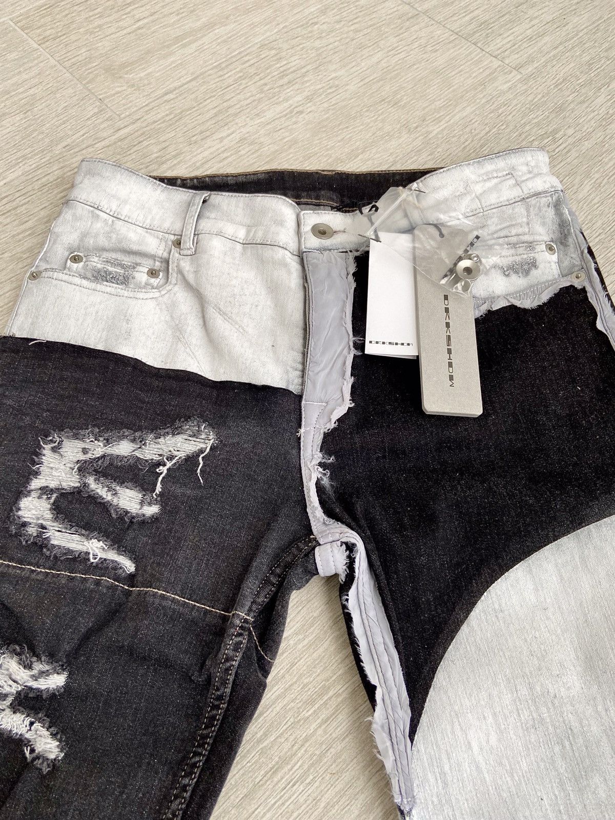 Rick Owens × Rick Owens Drkshdw NEW 🔥 TYRONE COLLAGE PATCHWORK HAND PAINTED DENIM CARTI ASAP Size US 30 / EU 46 - 2 Thumbnail