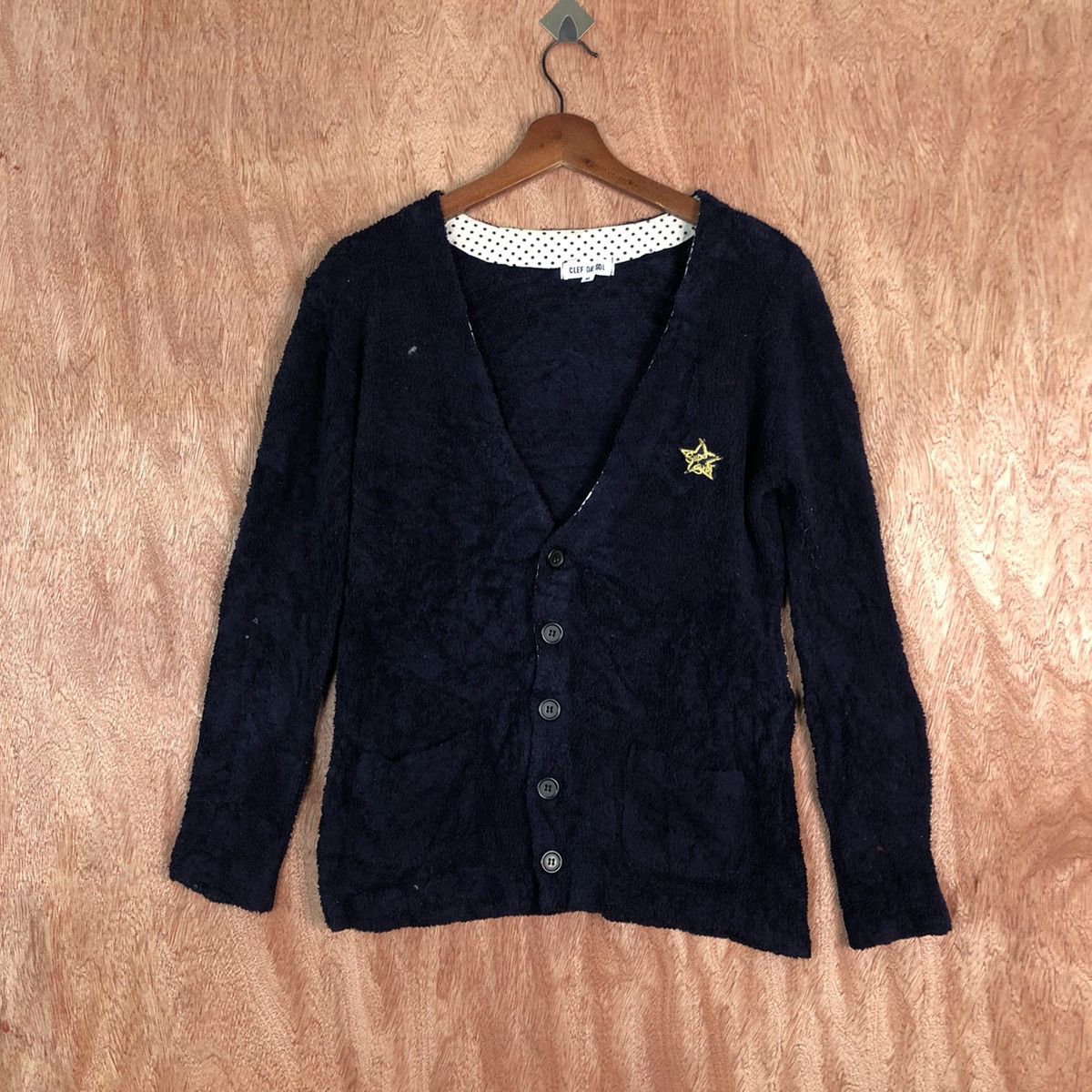 Japanese Brand DL Clef De Sol Dark Blue mohair Cardigan knitwear #c317 Size M / US 6-8 / IT 42-44 - 1 Thumbnail