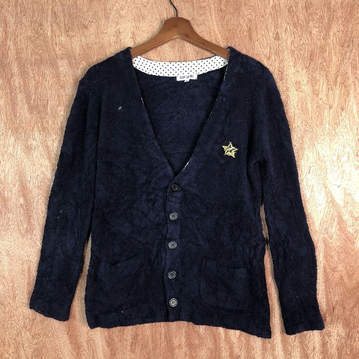 Japanese Brand DL Clef De Sol Dark Blue mohair Cardigan knitwear #c317 Size M / US 6-8 / IT 42-44 - 3 Thumbnail