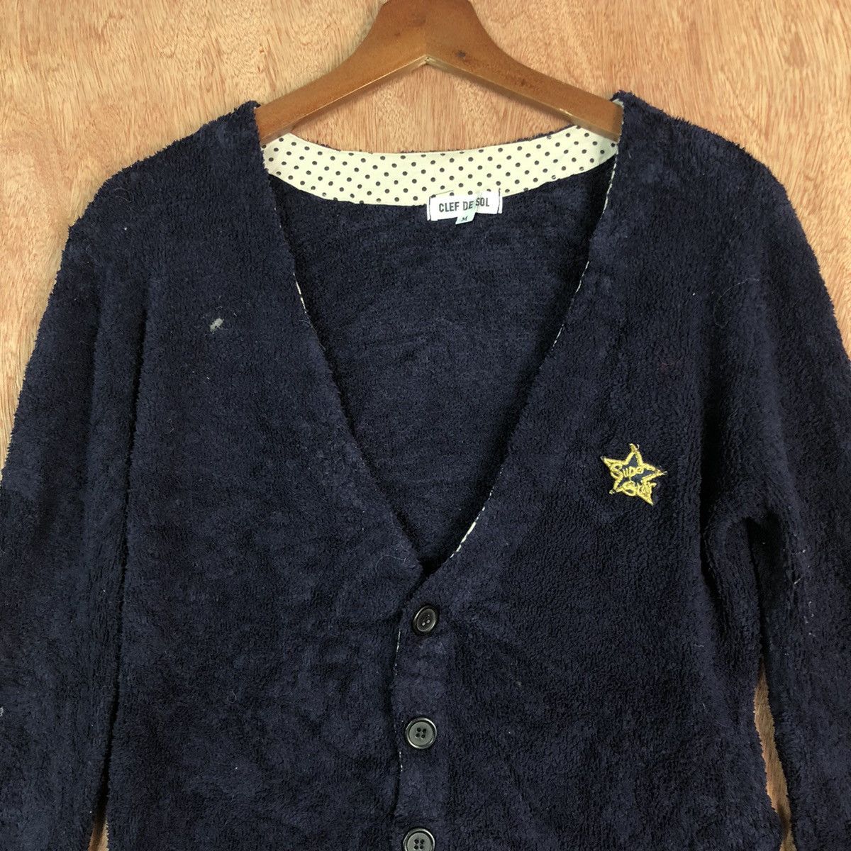 Japanese Brand DL Clef De Sol Dark Blue mohair Cardigan knitwear #c317 Size M / US 6-8 / IT 42-44 - 7 Thumbnail