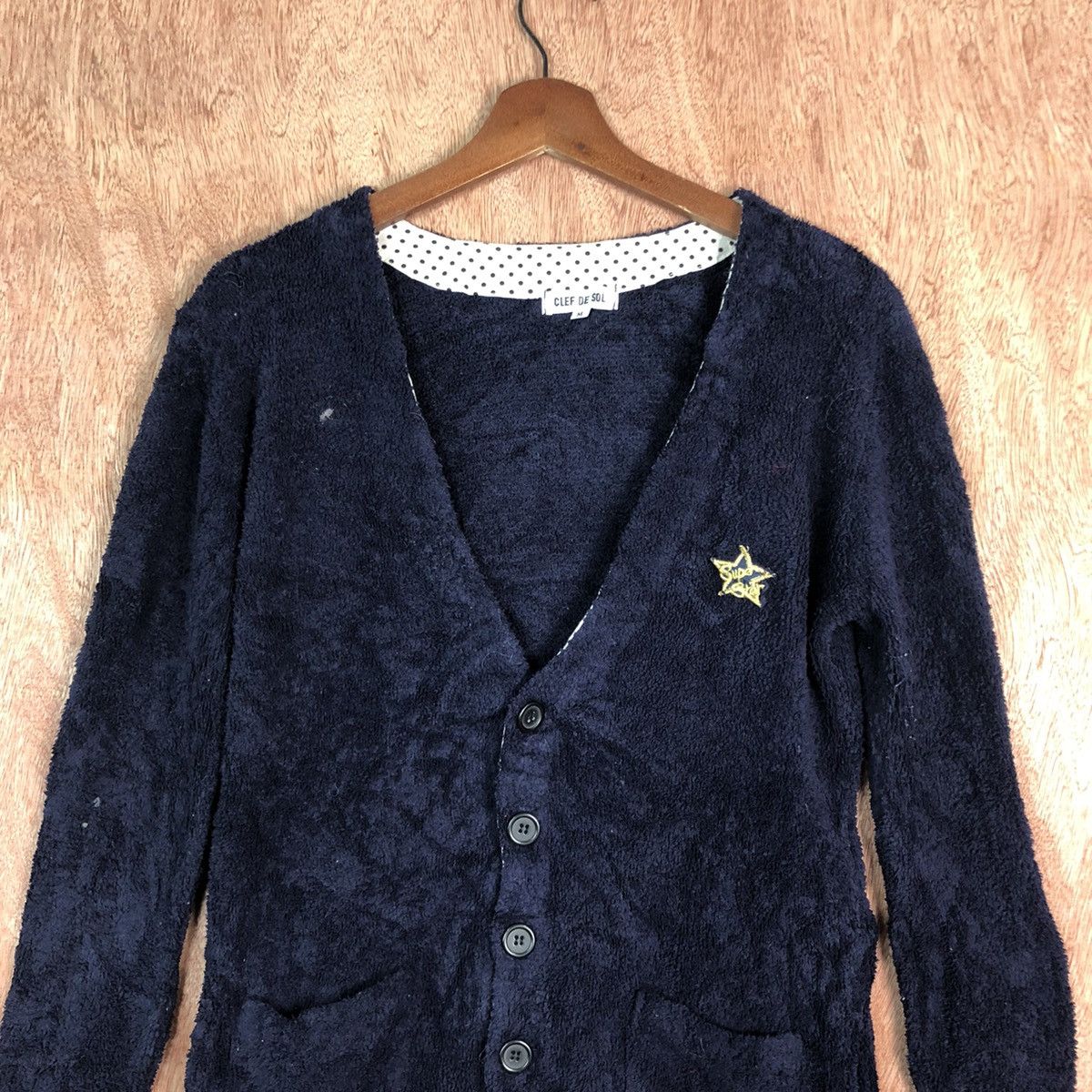 Japanese Brand DL Clef De Sol Dark Blue mohair Cardigan knitwear #c317 Size M / US 6-8 / IT 42-44 - 2 Thumbnail