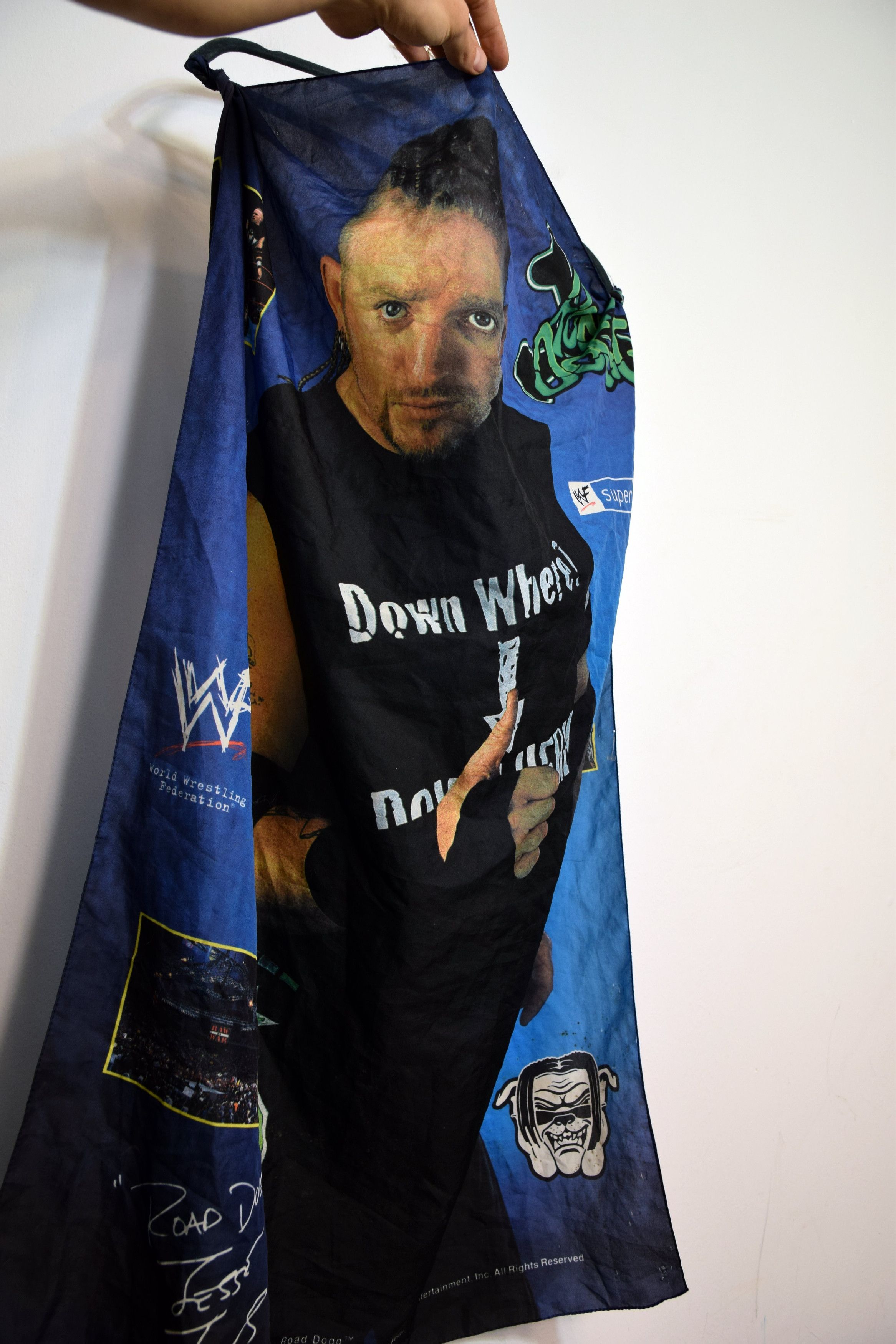 Vintage × WWE × WWF 2000 WWE WWF Wrestling Vintage 2000 Big Flag y2k Size ONE SIZE - 7 Thumbnail