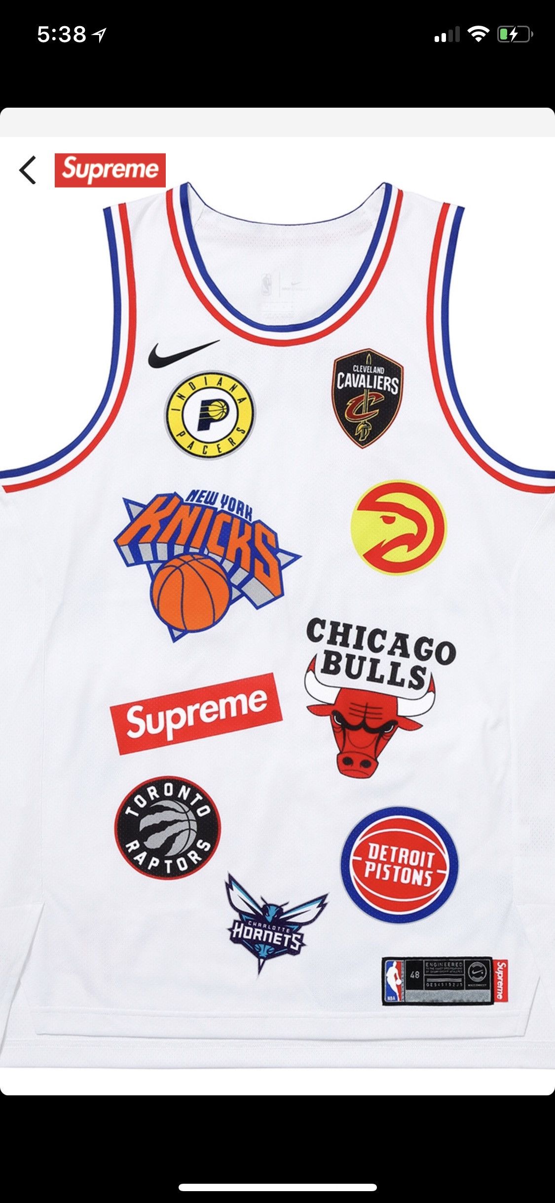 Nba Nike Supreme Teams Authentic Jersey | Grailed