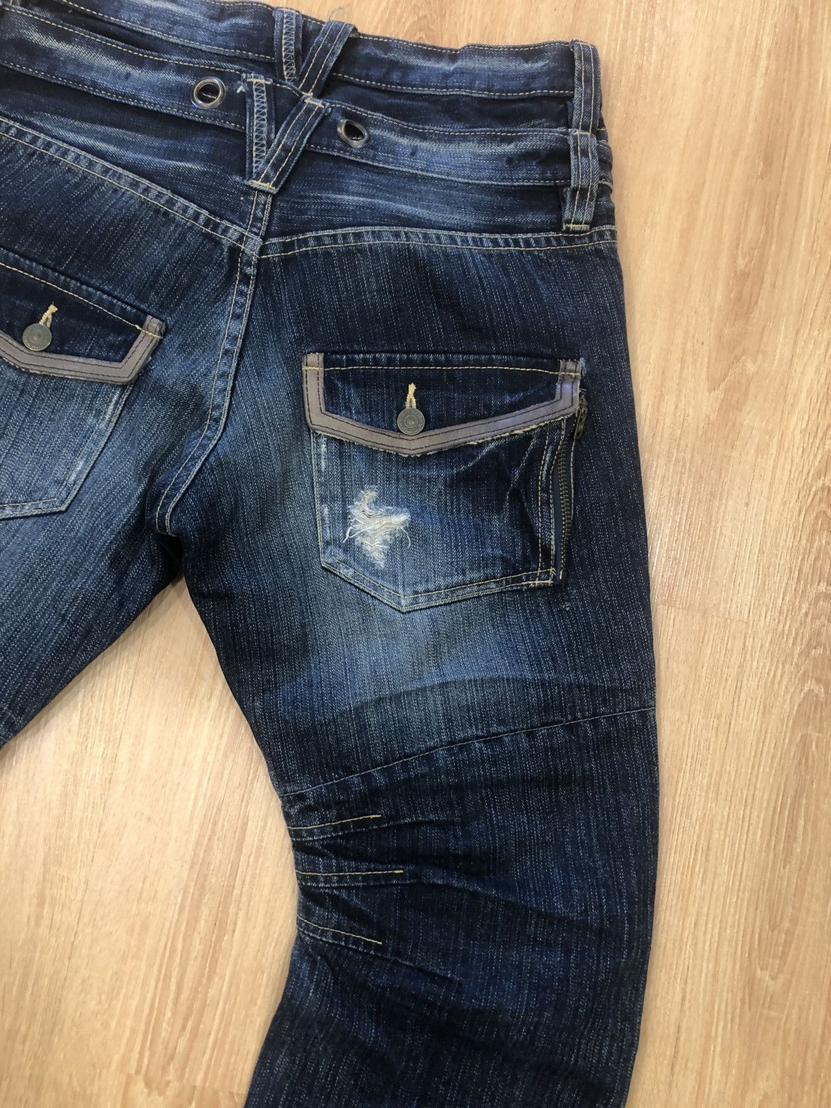 PPFM PPFM Double Waist Distressed Denim J-Cut Punk Style Size US 31 - 9 Thumbnail