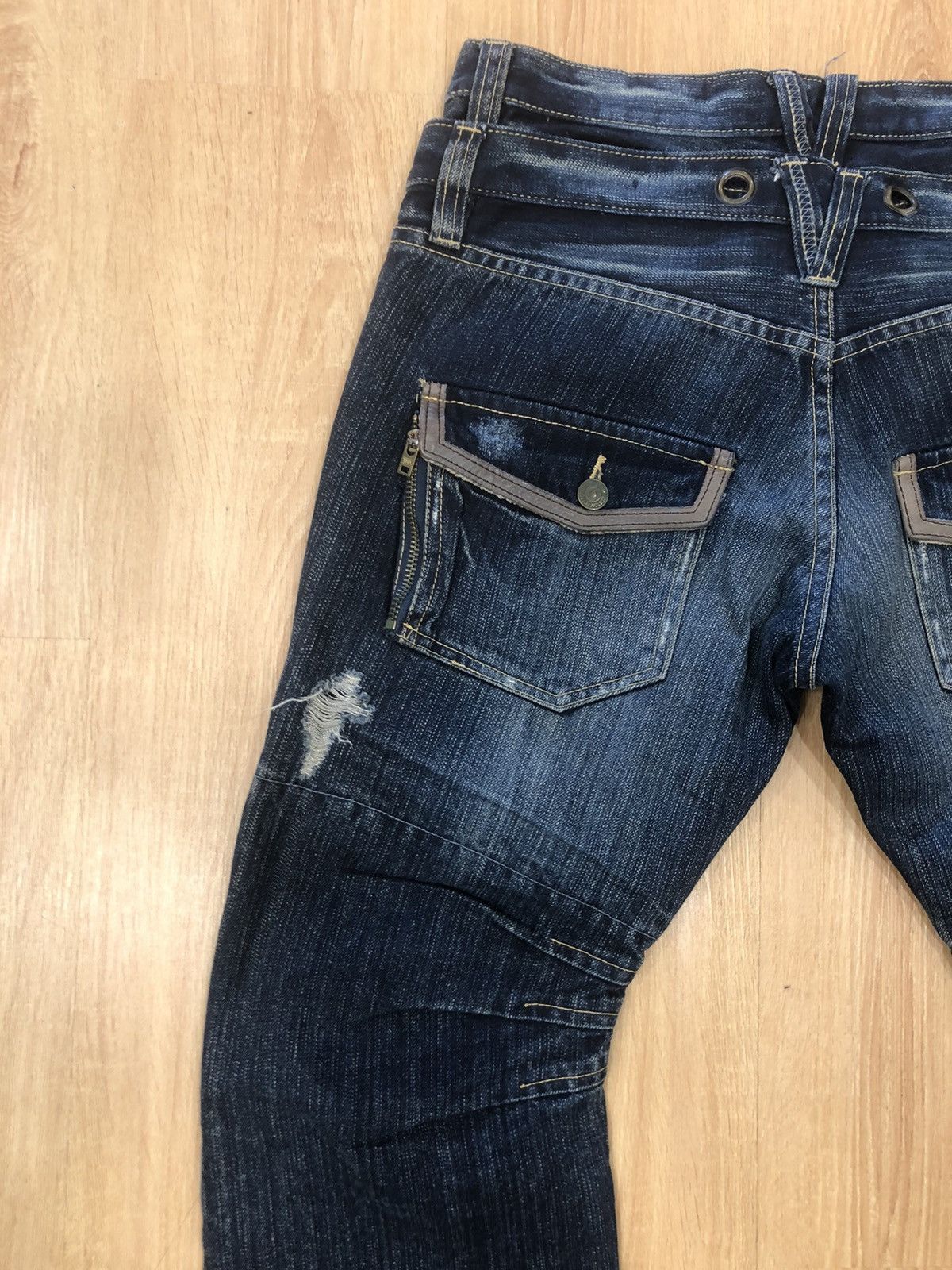 PPFM PPFM Double Waist Distressed Denim J-Cut Punk Style Size US 31 - 8 Thumbnail