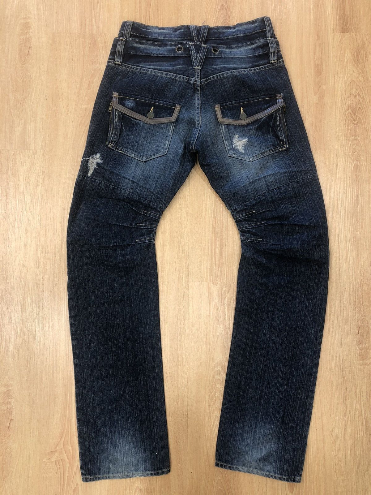 PPFM PPFM Double Waist Distressed Denim J-Cut Punk Style Size US 31 - 2 Thumbnail