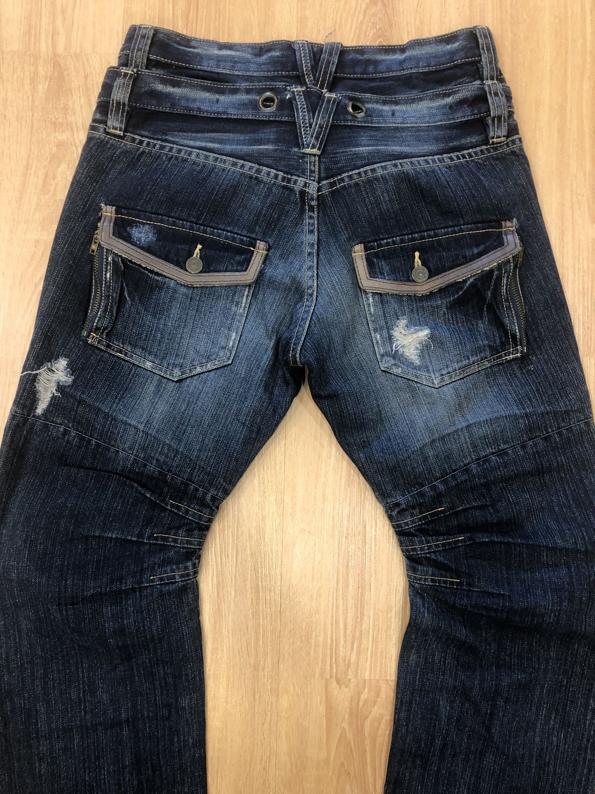 PPFM PPFM Double Waist Distressed Denim J-Cut Punk Style Size US 31 - 7 Thumbnail