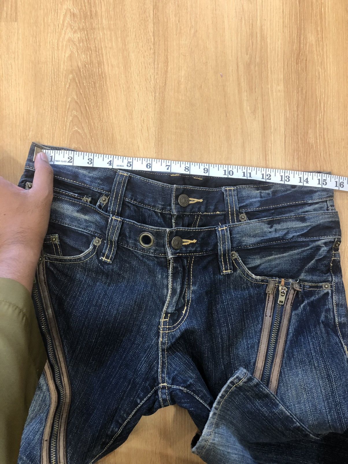 PPFM PPFM Double Waist Distressed Denim J-Cut Punk Style Size US 31 - 15 Thumbnail