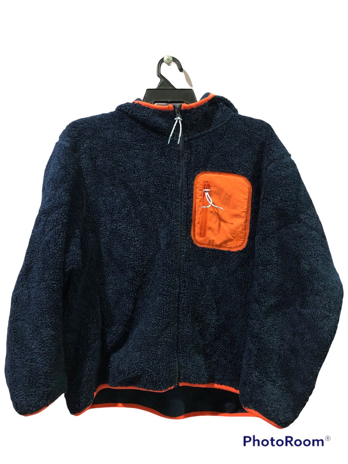 image of J W Anderson x Uniqlo Jwanderson X Uniqlo Fleece Sherpa Hoodies Zip Up Jackets in Darkblue Orange (