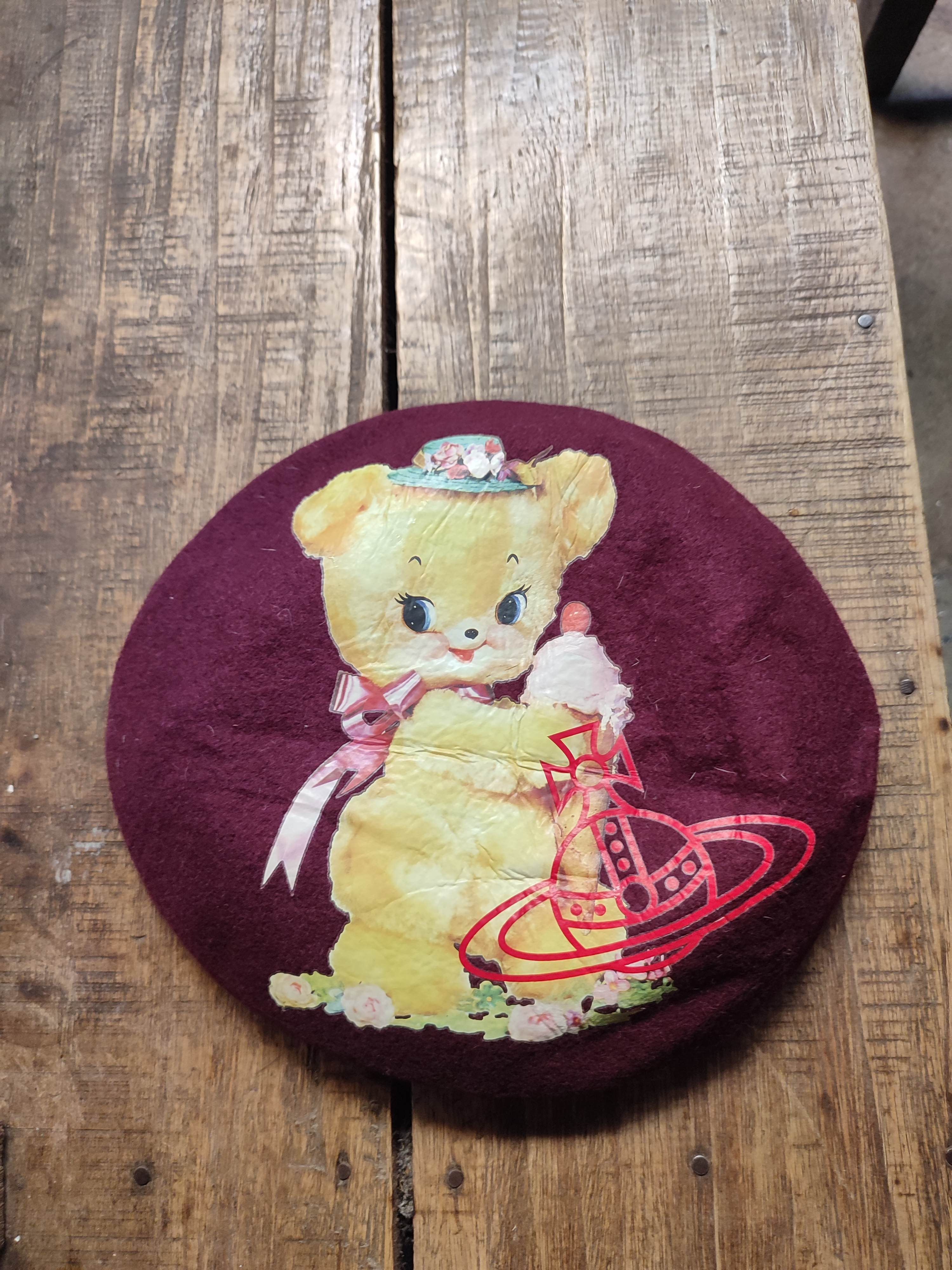 Vivienne Westwood Rare VW Beautifull Art Cartoon Orb Logo Barret wool Hats Size ONE SIZE - 1 Thumbnail