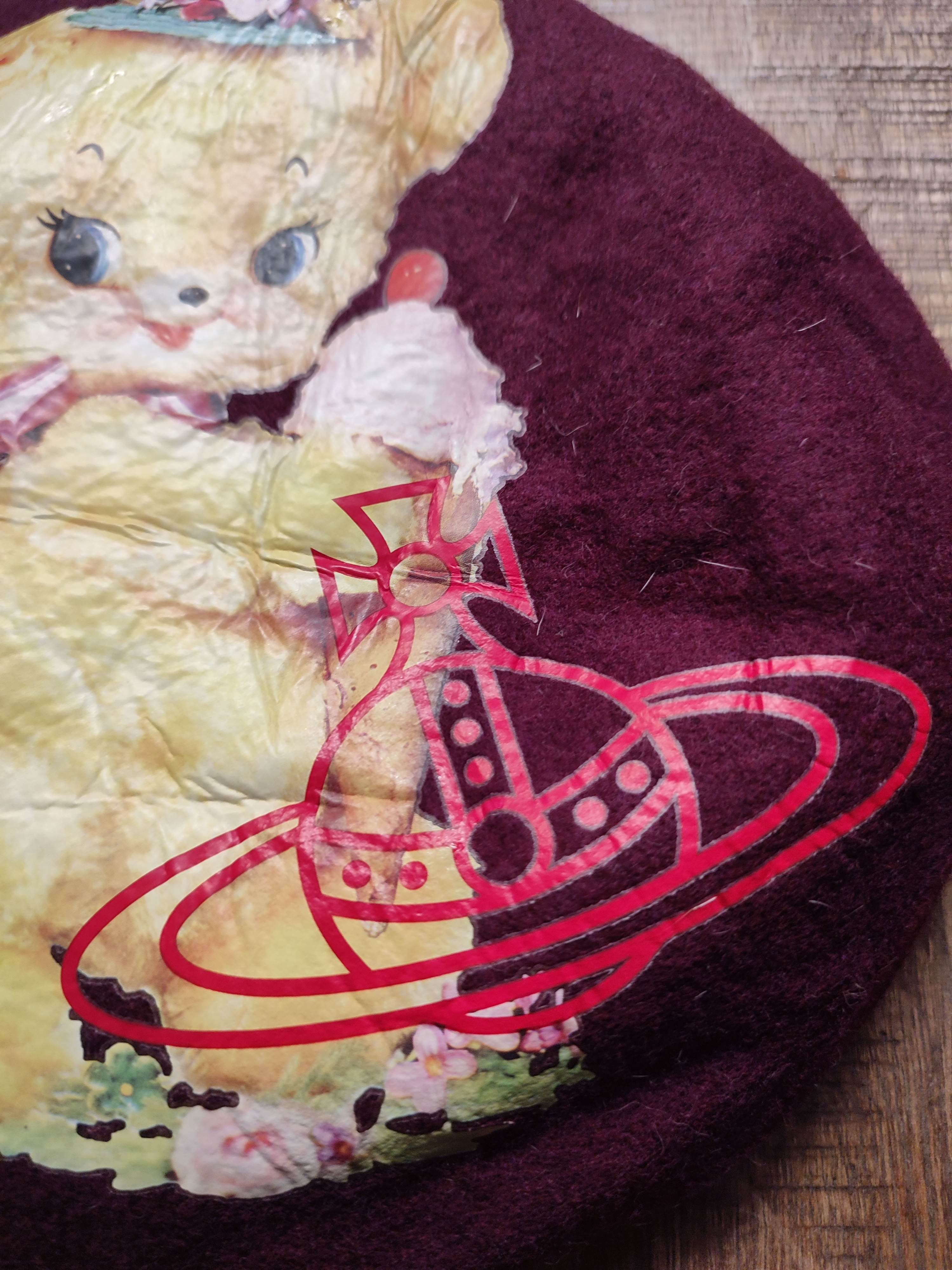 Vivienne Westwood Rare VW Beautifull Art Cartoon Orb Logo Barret wool Hats Size ONE SIZE - 2 Thumbnail