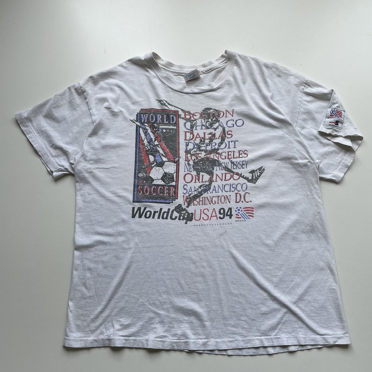 image of Fifa World Cup x Made In USA Vintage 90's World Cup Usa 94 Fifa Graphic T Shirt XL in White, Men's