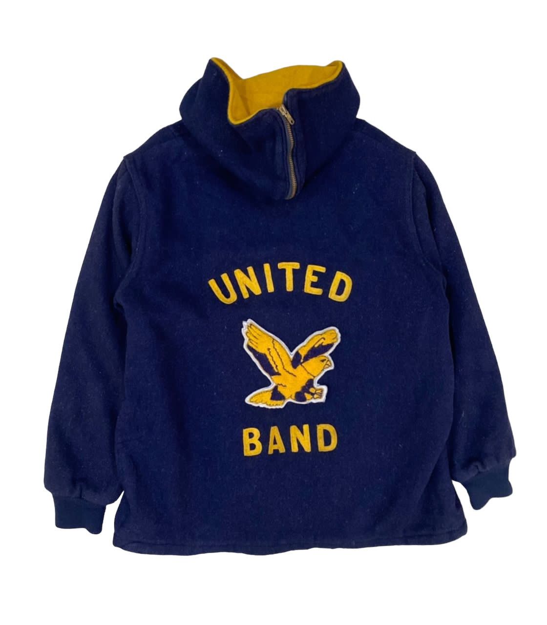 image of Delong Varsity Jackets x Varsity Jacket Vintage United Band Wool Hoodie Varsity Jacket in Blue (Siz