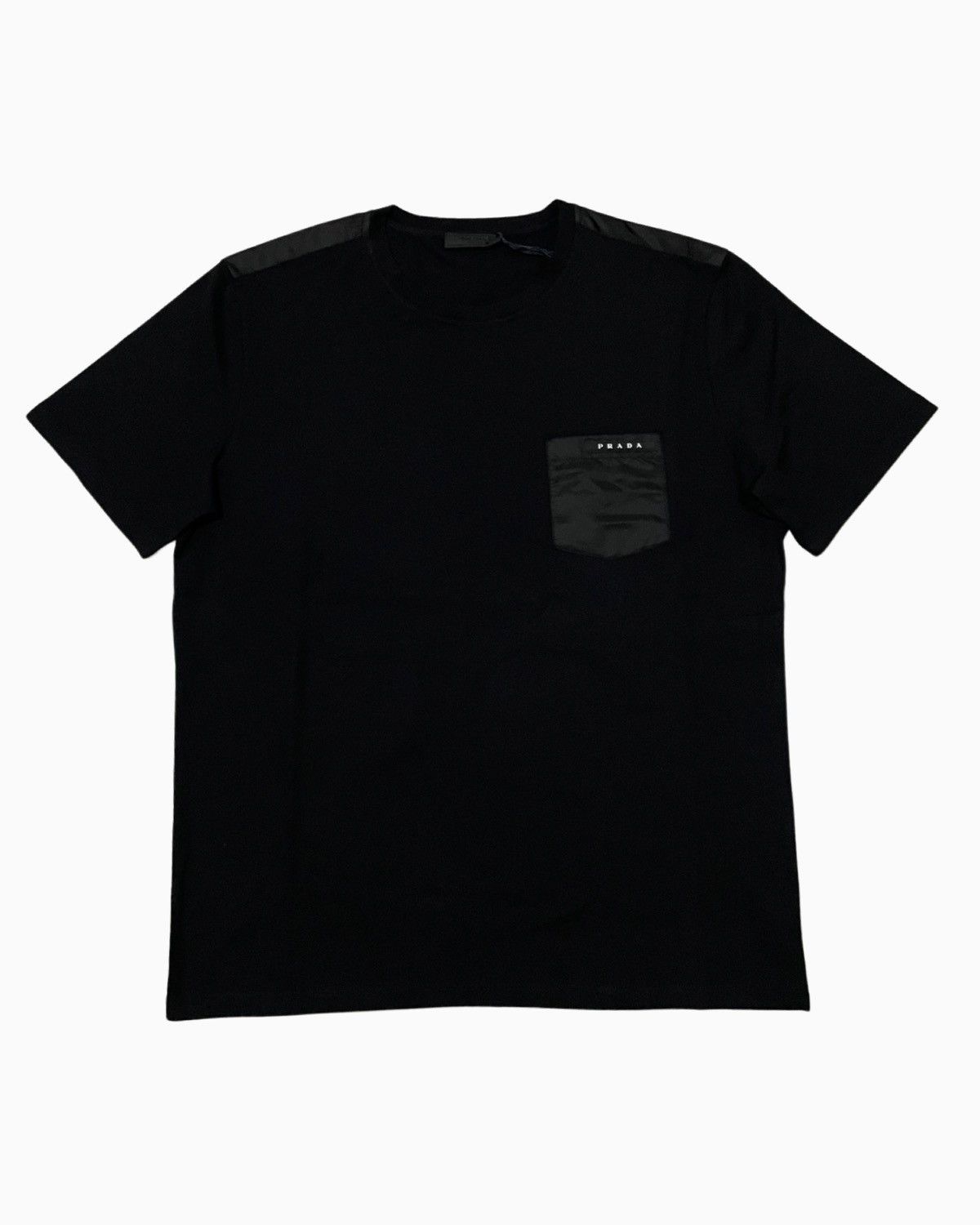 image of Prada Nylon Chest Pocket T-Shirt in Black, Men's (Size 2XL)