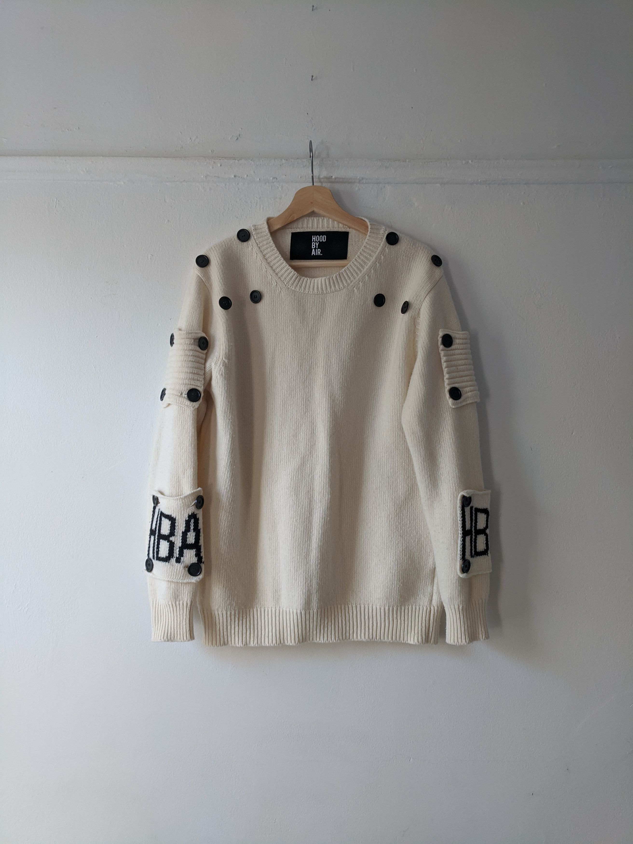 image of Hood By Air Sample Handknit Armor Sweater in Cream, Men's (Size Large)