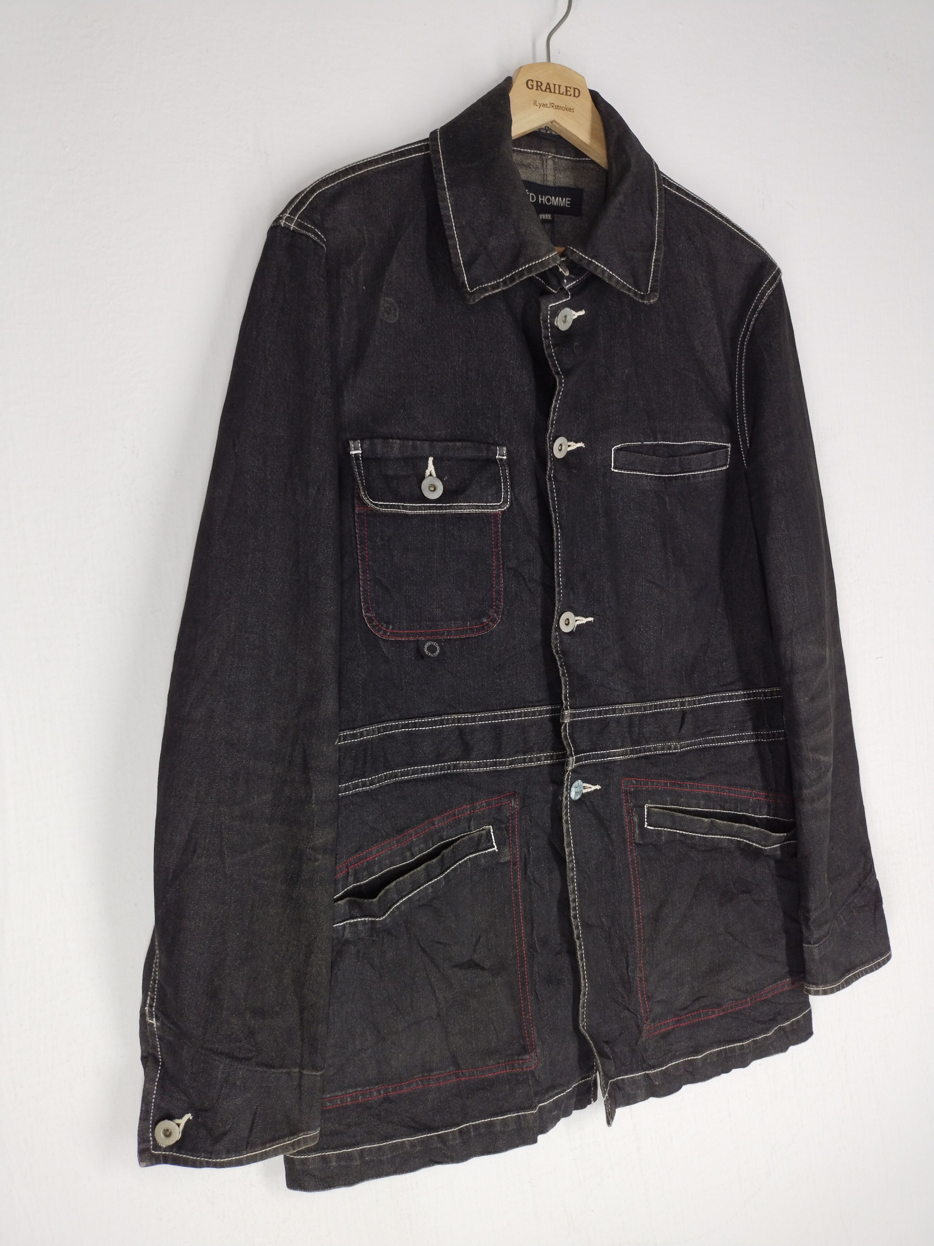 Yohji Yamamoto 🔥 INED HOMME HICKORY CHORE BUTTON JACKET Size US M / EU 48-50 / 2 - 3 Thumbnail