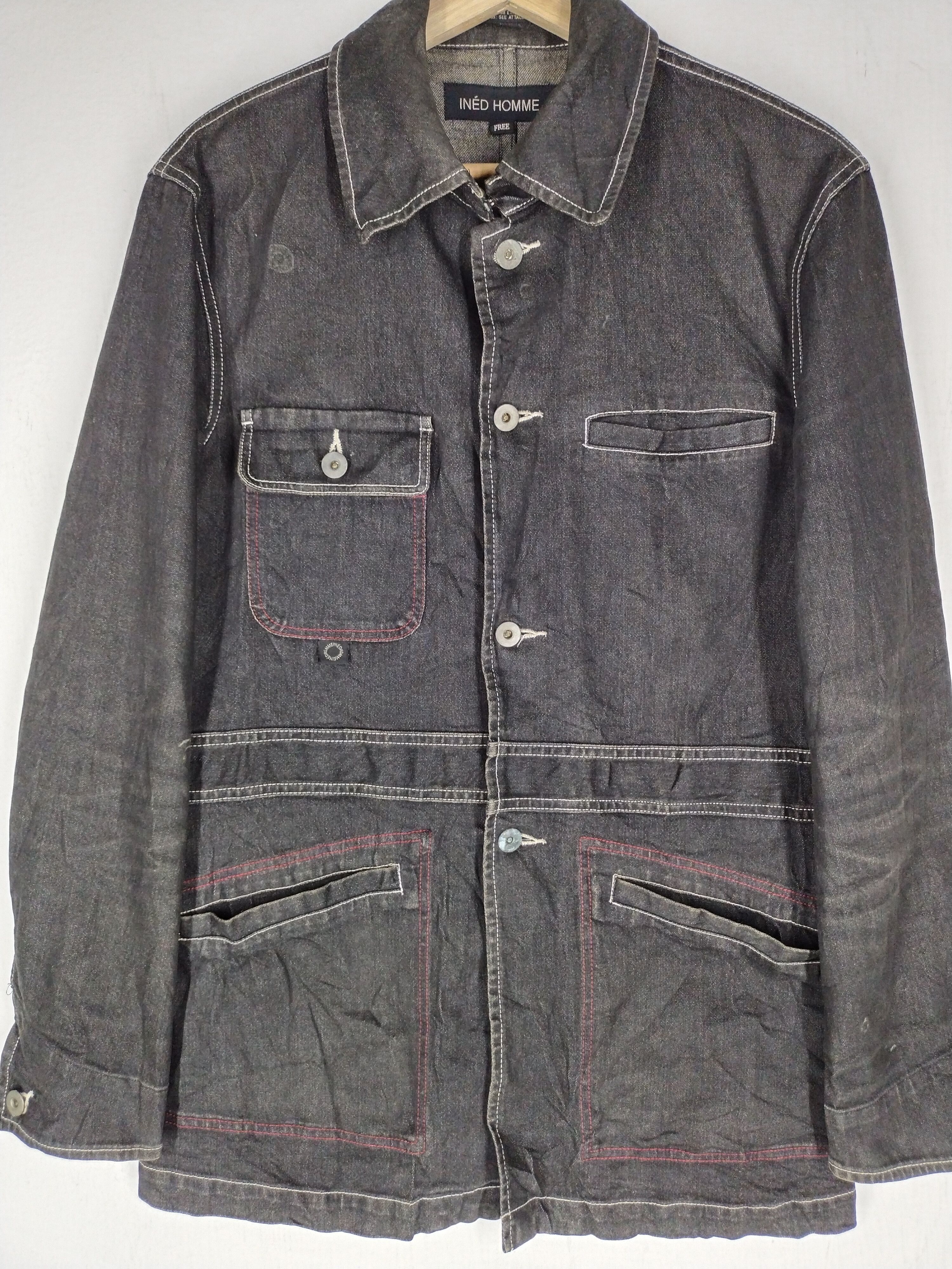 Yohji Yamamoto 🔥 INED HOMME HICKORY CHORE BUTTON JACKET Size US M / EU 48-50 / 2 - 1 Thumbnail