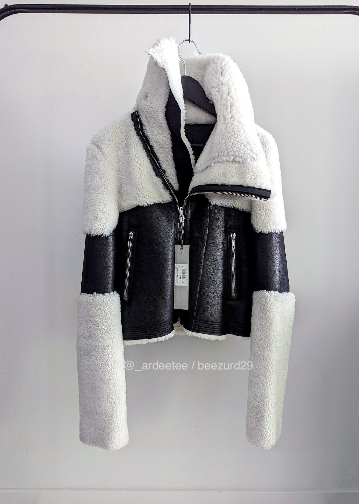 Rick Owens 💥*NWT* KEITH SHEARLING JACKET GETHSEMANE BLACK/WHITE Size US M / EU 48-50 / 2 - 6 Thumbnail
