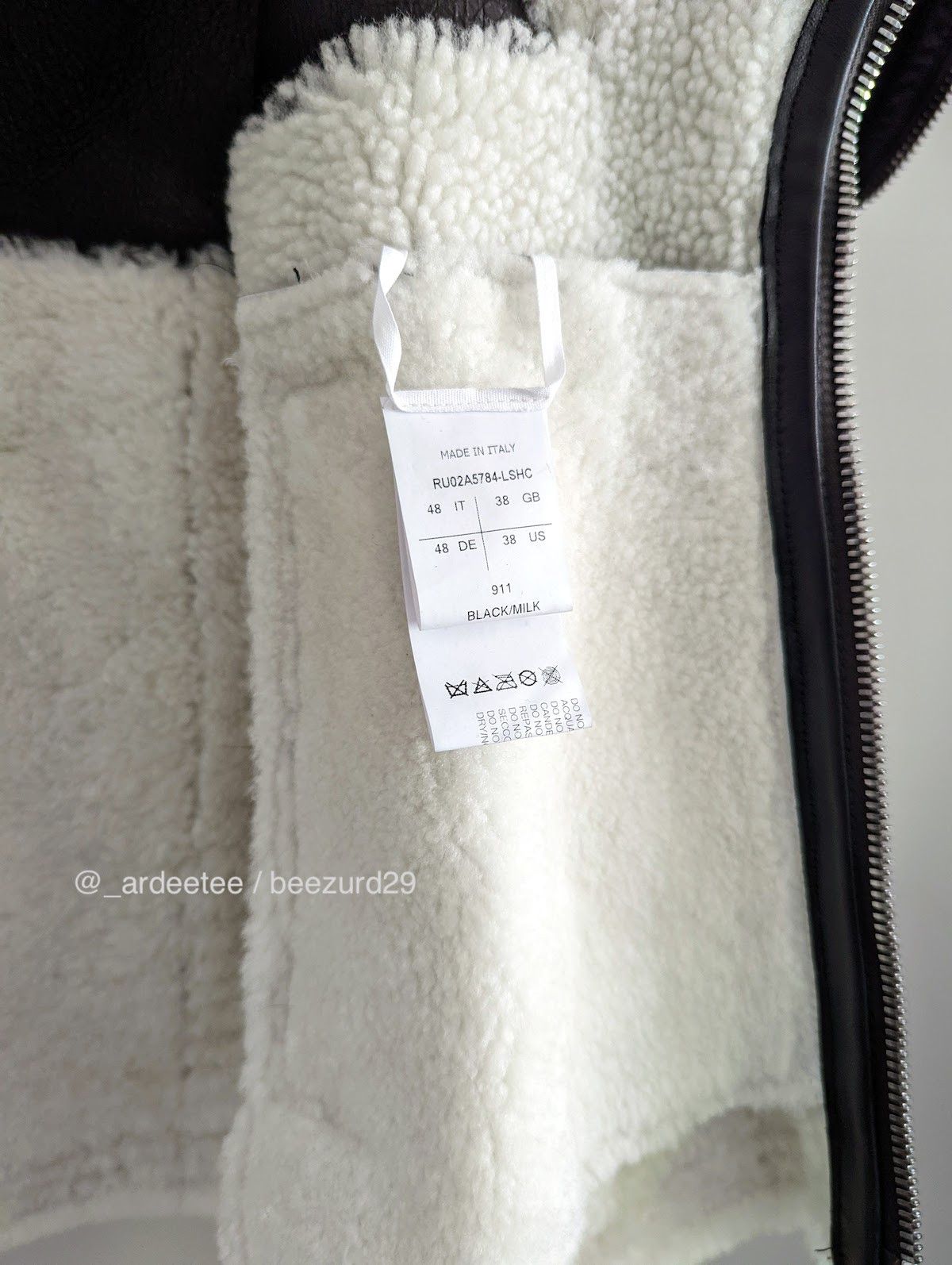 Rick Owens 💥*NWT* KEITH SHEARLING JACKET GETHSEMANE BLACK/WHITE Size US M / EU 48-50 / 2 - 11 Thumbnail