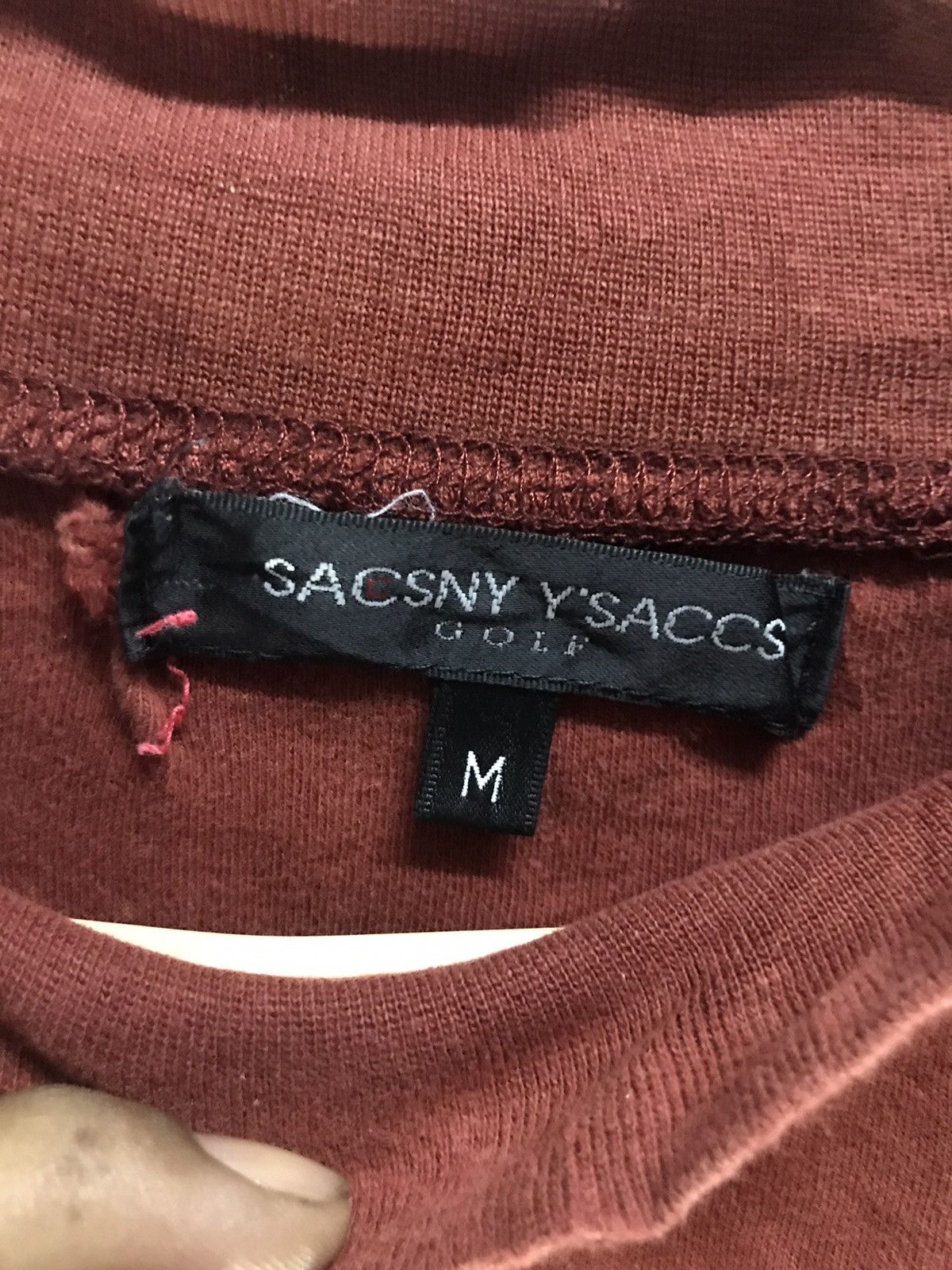 Distressed Sacsny y’saccs golf Long sleeve turtleneck shirt