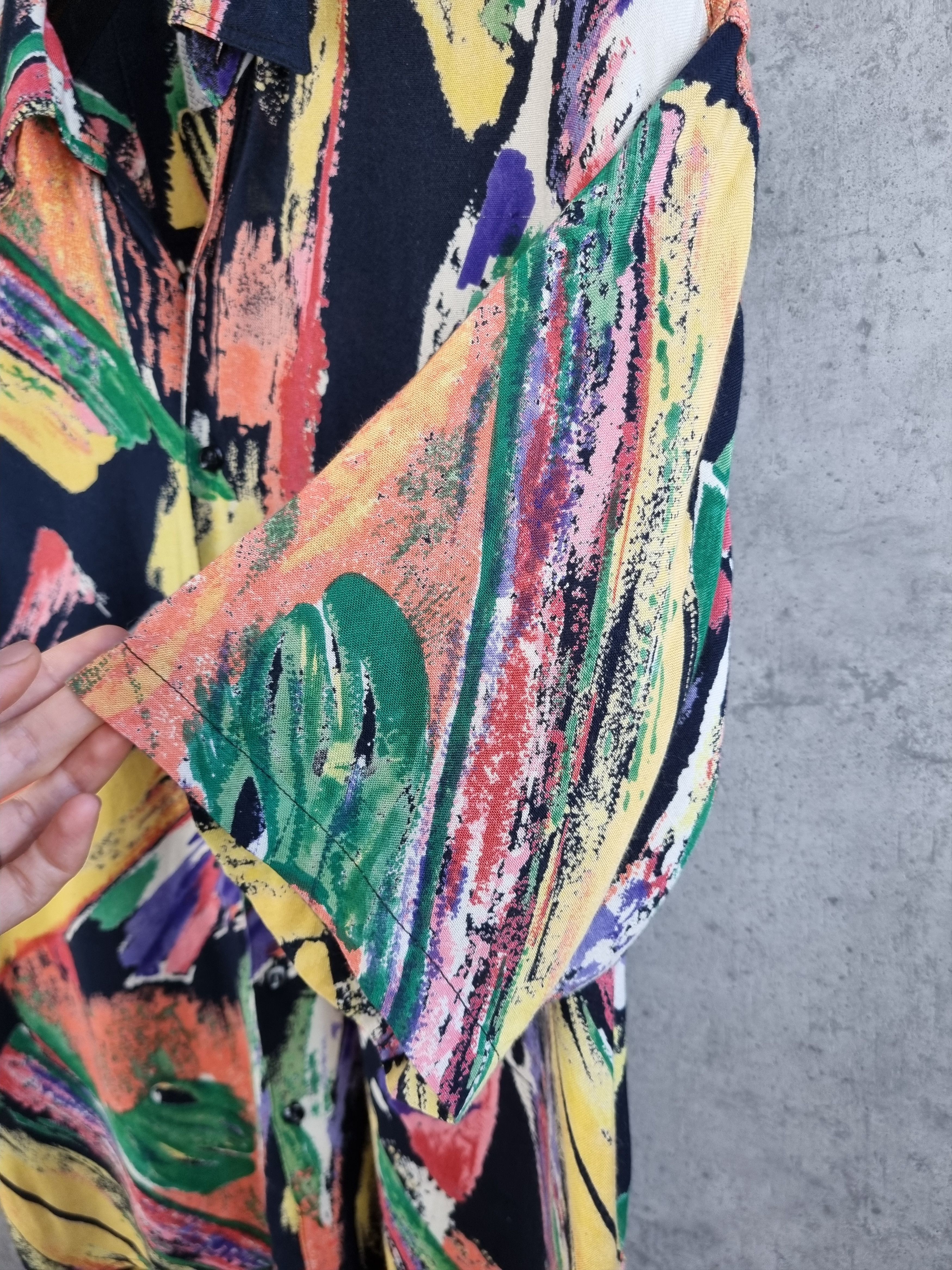 Vintage 80s Viscose Abstract Shirt DRIES VAN NOTEN style Size US M / EU 48-50 / 2 - 9 Thumbnail