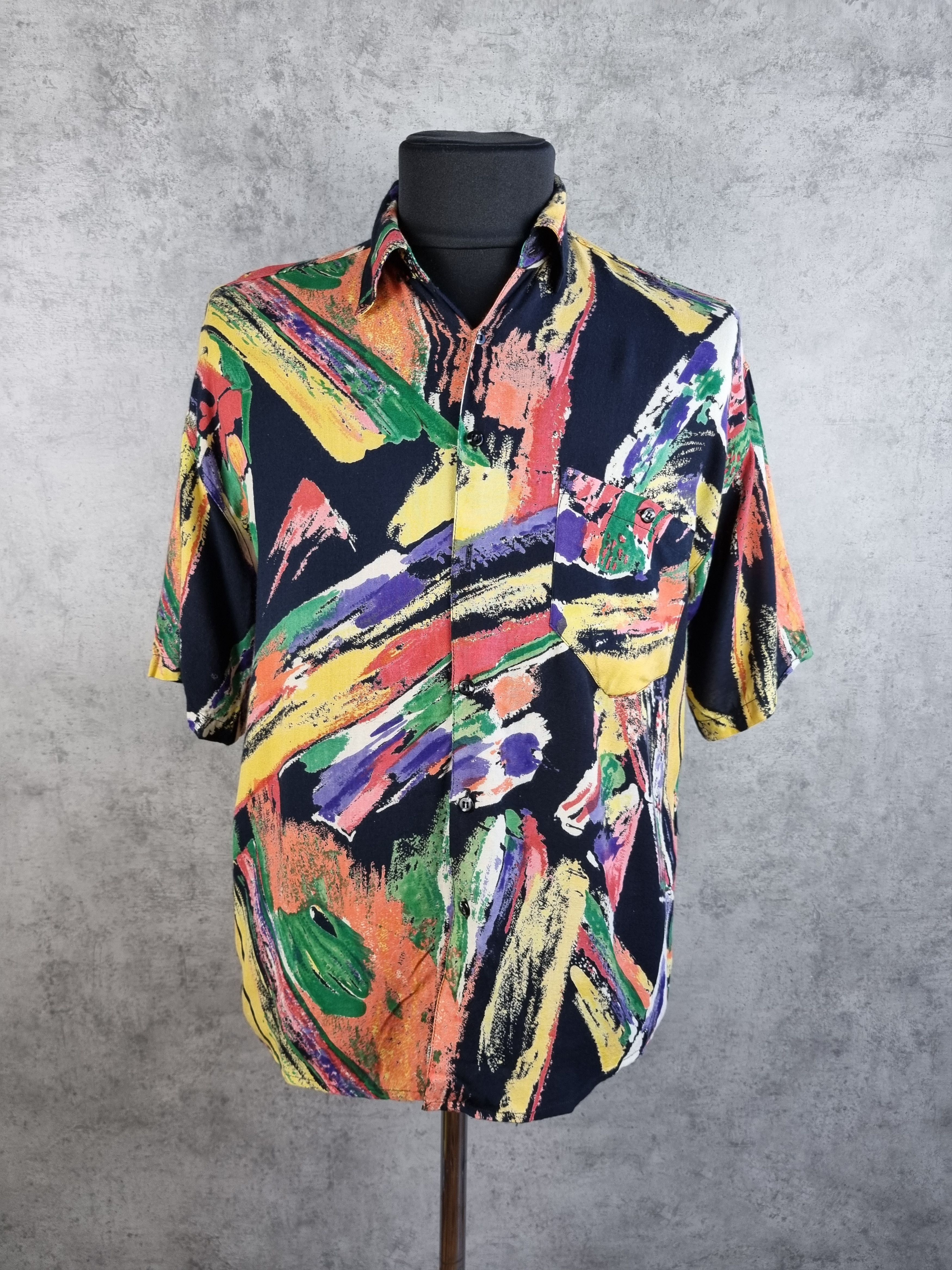 Vintage 80s Viscose Abstract Shirt DRIES VAN NOTEN style Size US M / EU 48-50 / 2 - 3 Thumbnail