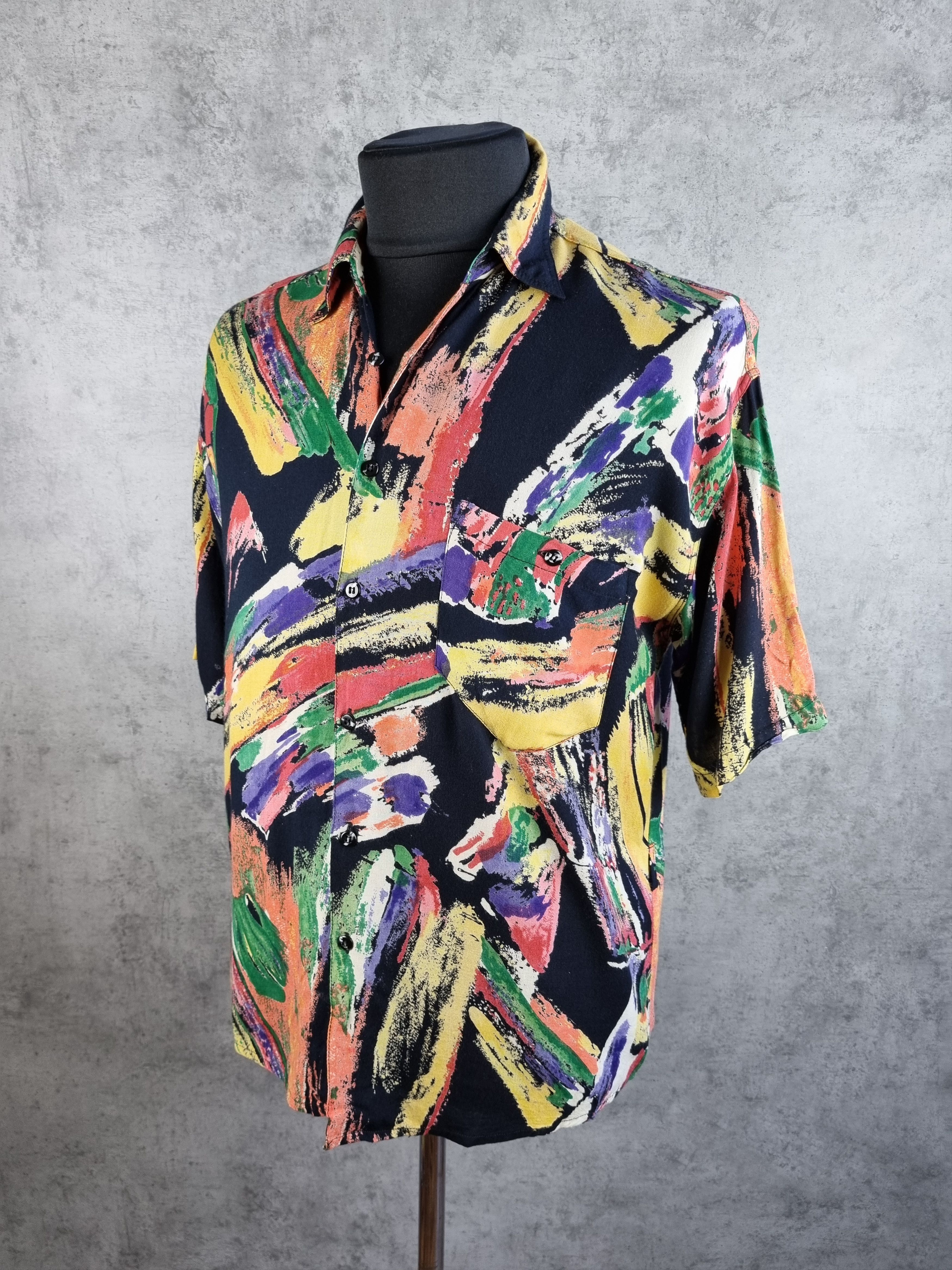 Vintage 80s Viscose Abstract Shirt DRIES VAN NOTEN style Size US M / EU 48-50 / 2 - 4 Thumbnail