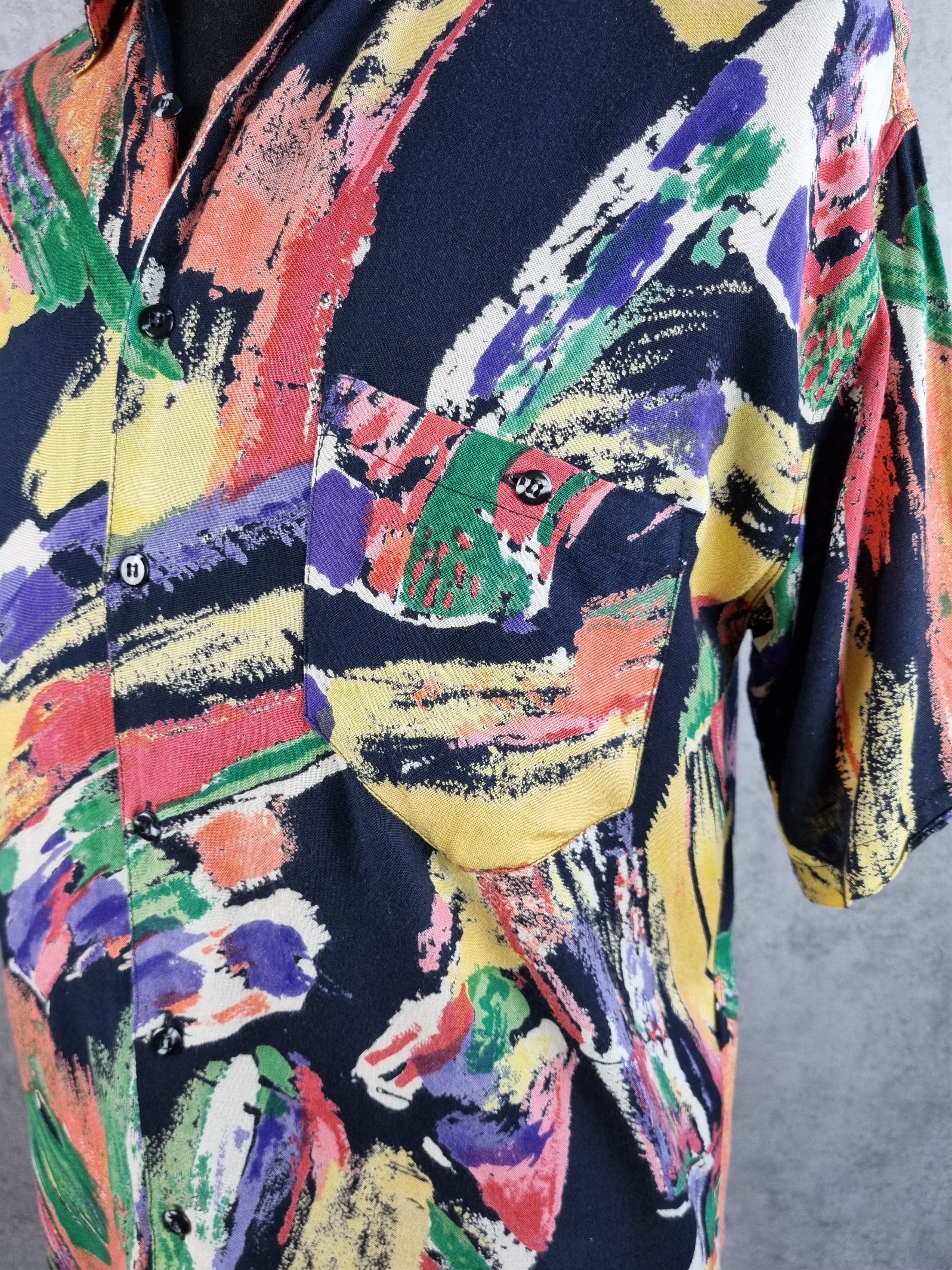 Vintage 80s Viscose Abstract Shirt DRIES VAN NOTEN style Size US M / EU 48-50 / 2 - 6 Thumbnail