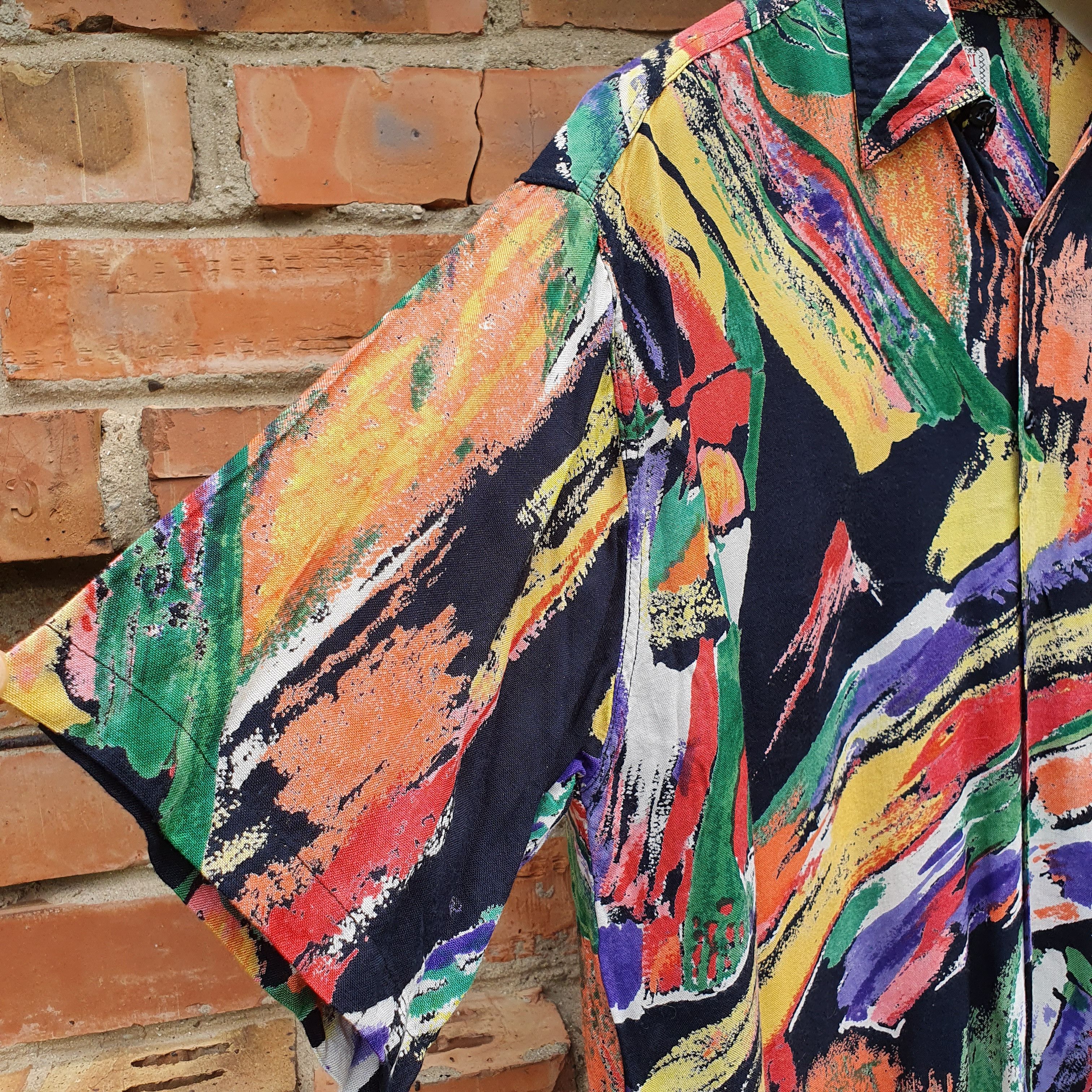 Vintage 80s Viscose Abstract Shirt DRIES VAN NOTEN style Size US M / EU 48-50 / 2 - 13 Thumbnail