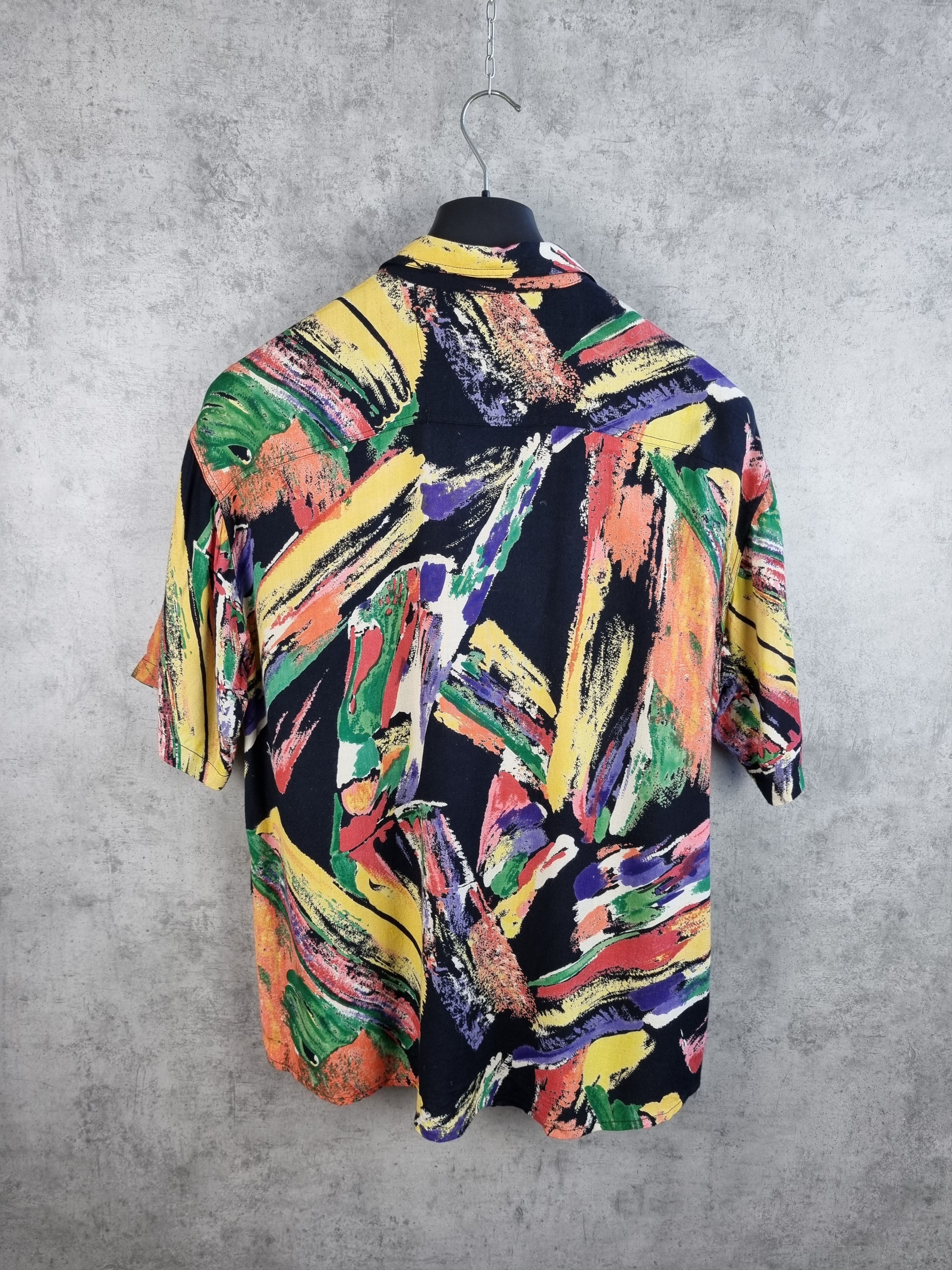 Vintage 80s Viscose Abstract Shirt DRIES VAN NOTEN style Size US M / EU 48-50 / 2 - 2 Thumbnail