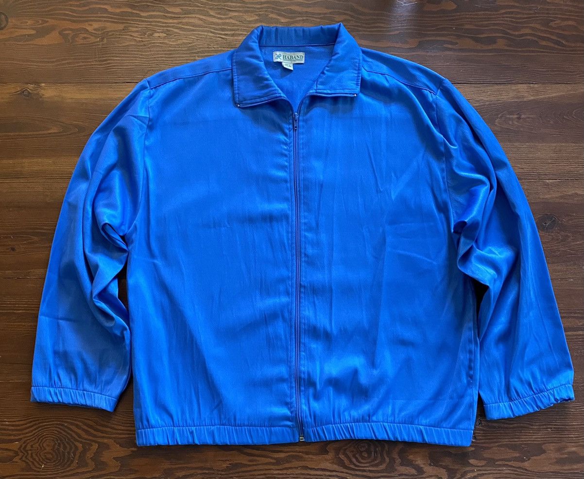 Haband Vintage 90’s Haband Blue Sateen Zip Up Light Jacket Size US L / EU 52-54 / 3 - 1 Thumbnail