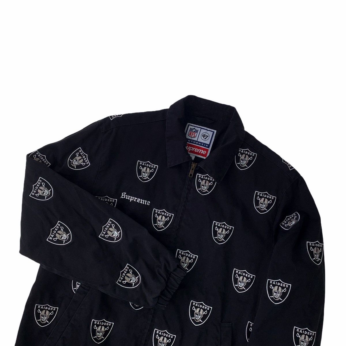 image of Supreme X Nfl X Raiders X ‘47 Embroidered Jacket in Black, Men's (Size Small)