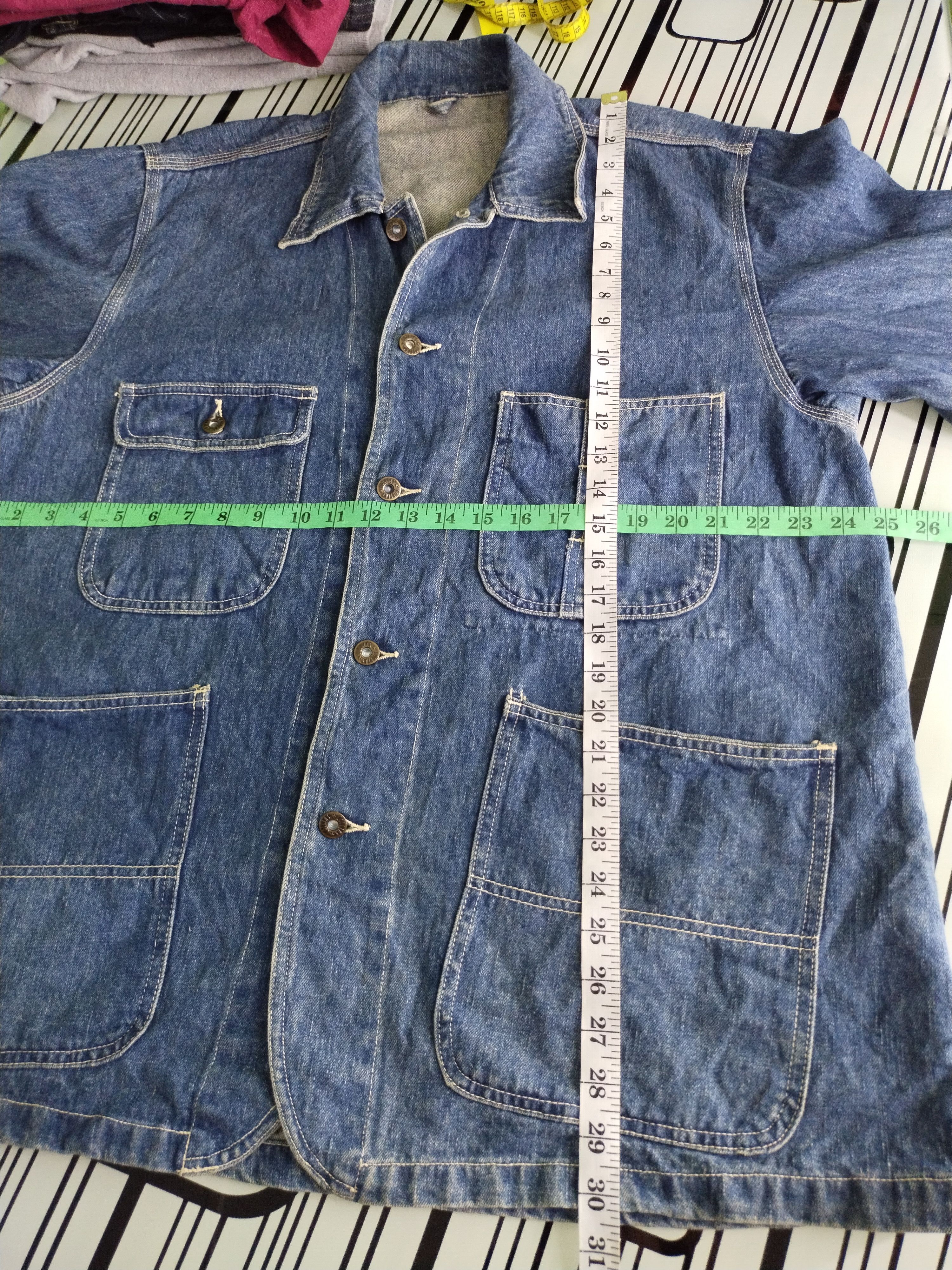 If Six Was Nine × Japanese Brand × Vintage 🔥VTG COLLINS DENIM HICKORY CHORE BUTTON JACKET Size US L / EU 52-54 / 3 - 10 Thumbnail