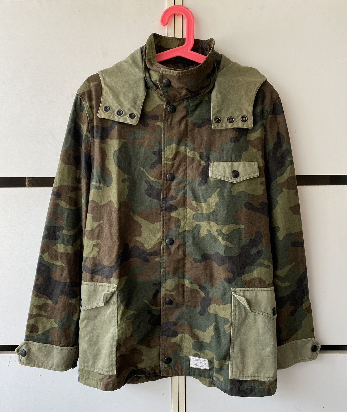 image of Japan Black Rebel Hooded Camo Jacket in Green, Men's (Size Small)