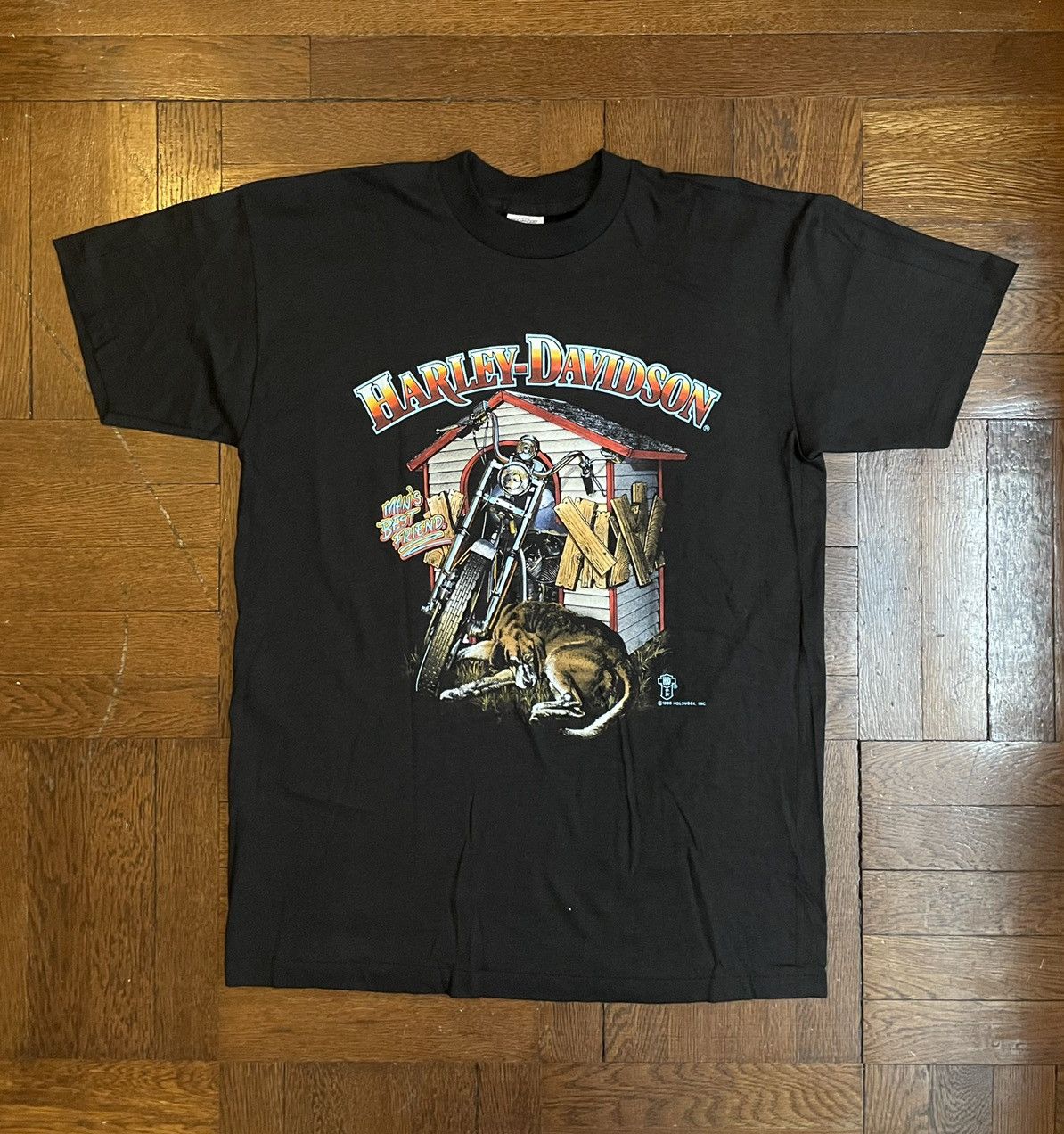 image of 80's Harley Davidson T Shirt - Holoubuk Single Stitch in Black, Men's (Size Large)